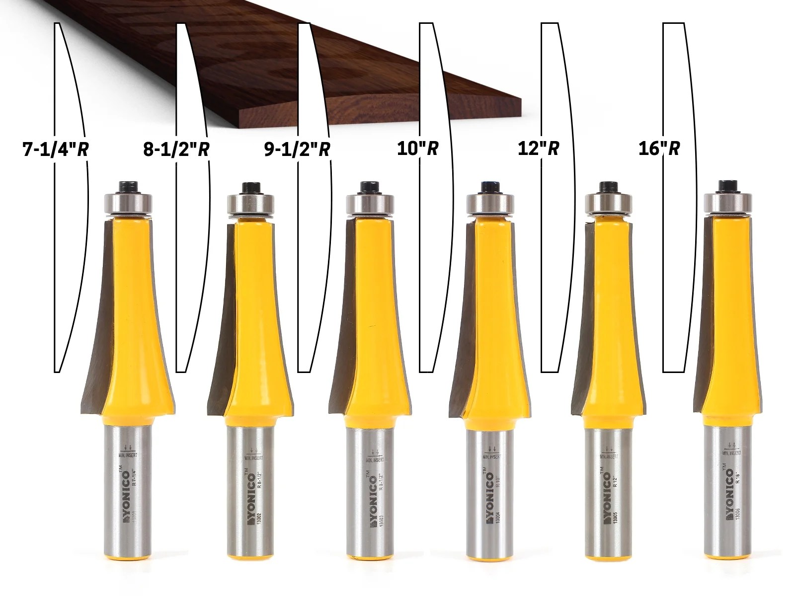 6 Piece Fret Board Radiusing Router Bit Set