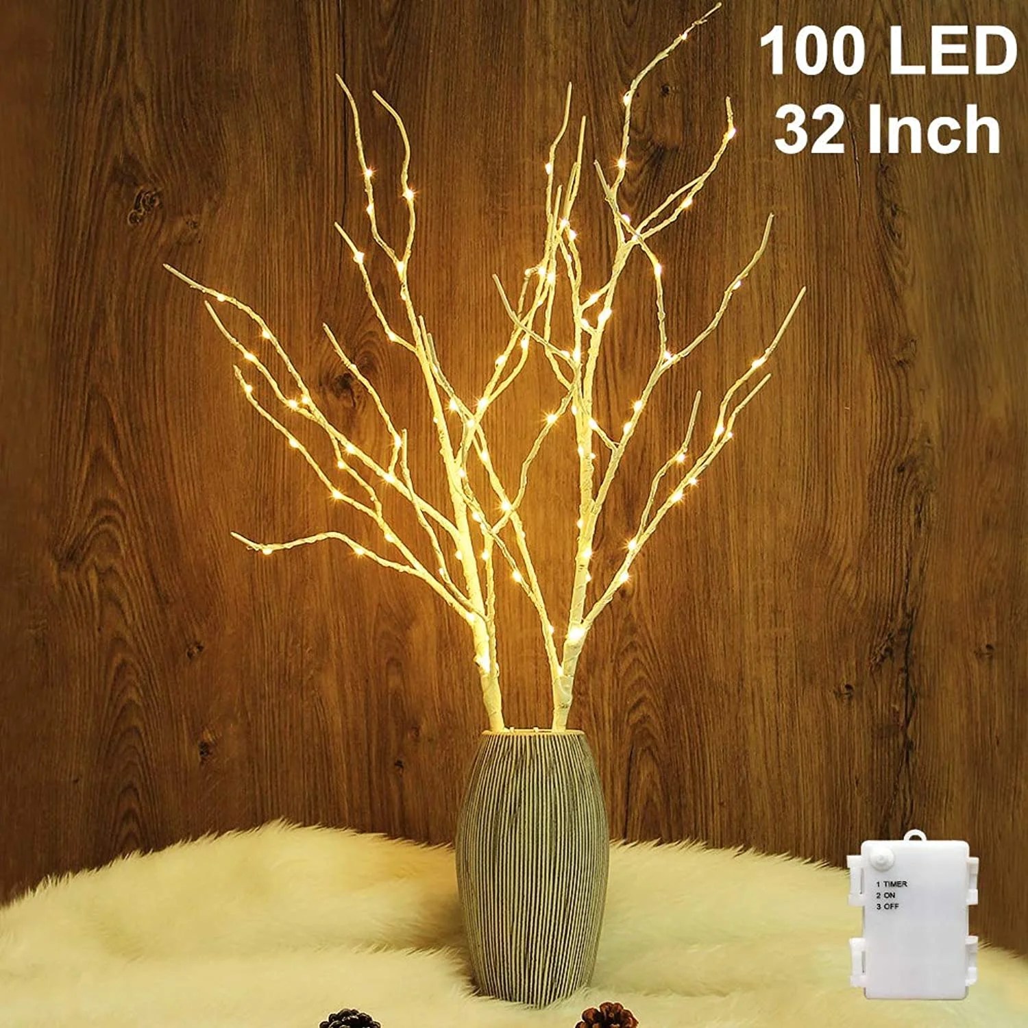Twinkle Star 100 LED Lighted White Birch Branches 2 Pack Artificial