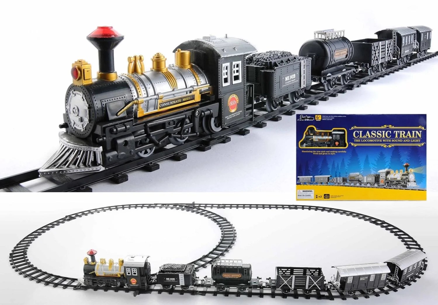 Northlight Ready to Play Animated Classic Train (17 Pieces) Battery