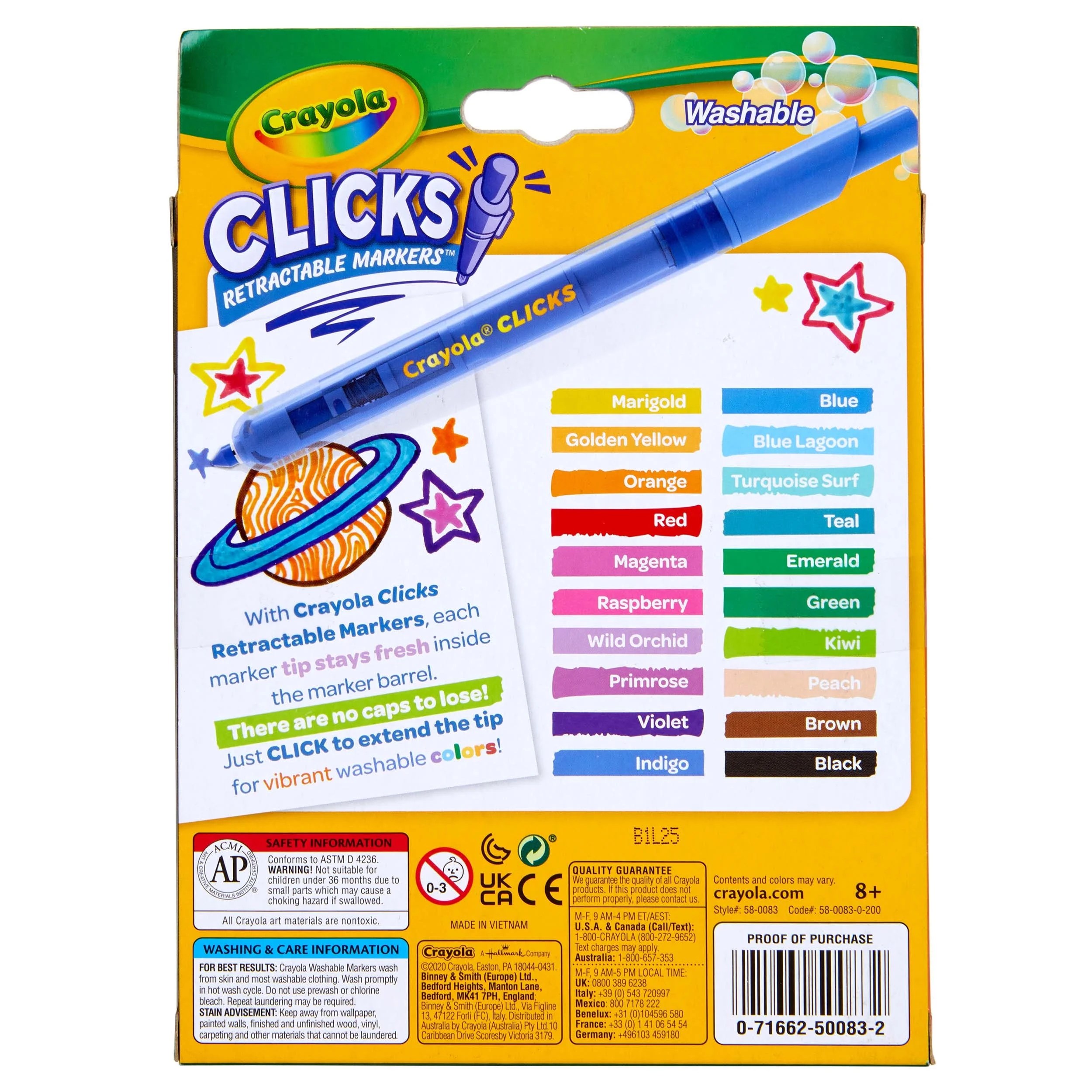 Buy Crayola 20 Count Clickable Washable Markers, Back to School