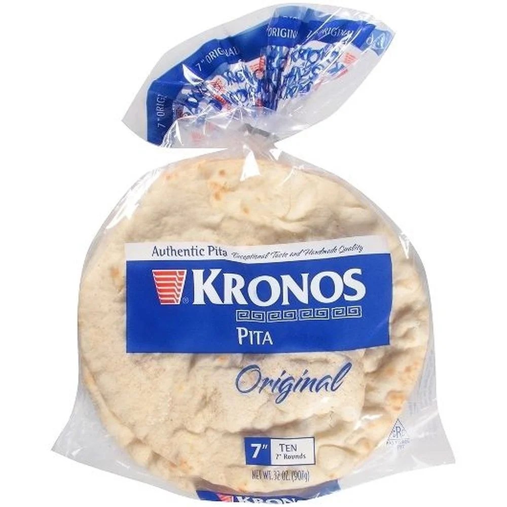 Kronos Frozen Original White Flat Authentic Pita Bread, 7 inch 120 per case
