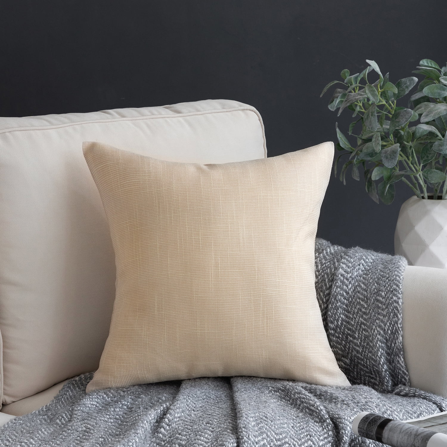 Phantoscope Soft Textured Linen Burlap Series Decorative Throw Pillow