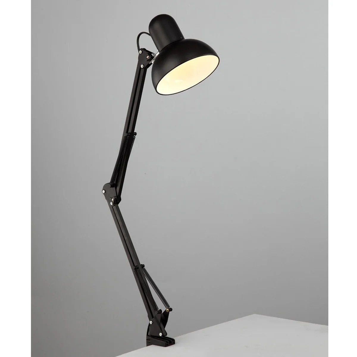 Metal Swing Arm Desk Light with Lamp, Classic Architect Clip On Table