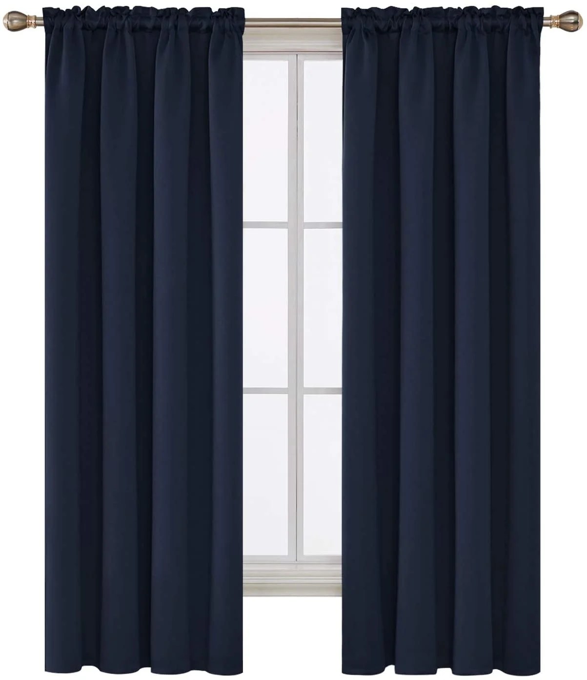 Deconovo Navy Blue Blackout Curtains Rod Pocket Curtain Panels Room