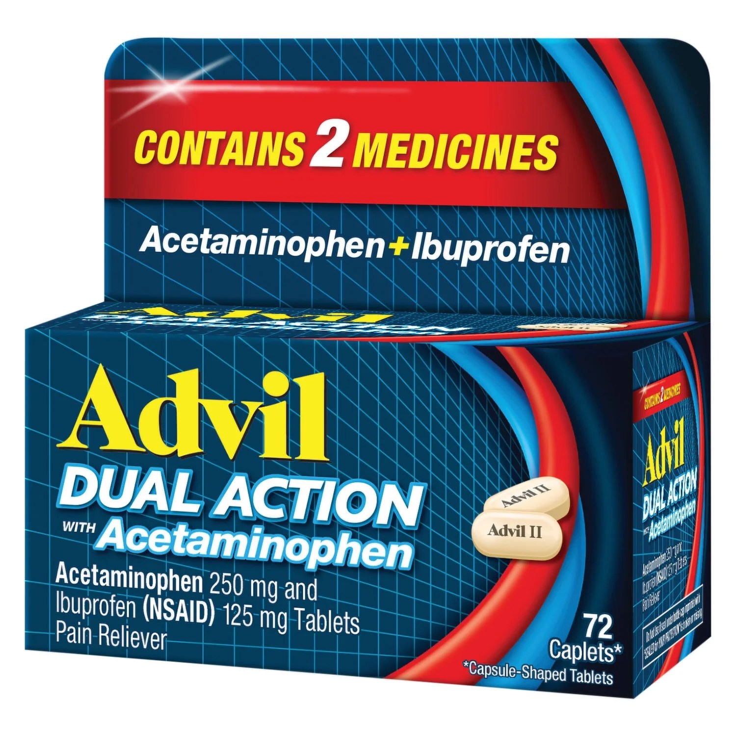 Advil Dual Action with Acetaminophen combination of 125mg Ibuprofen and