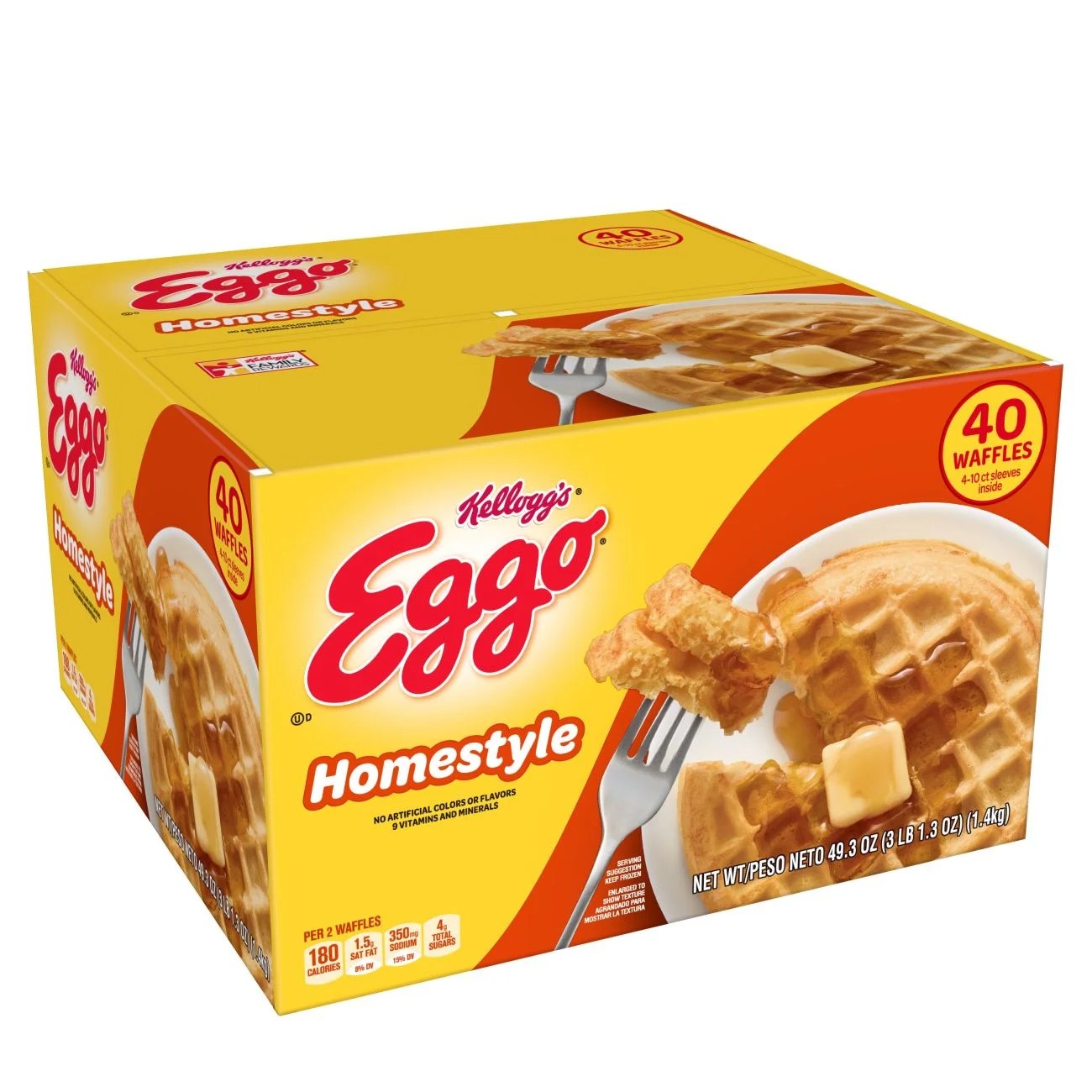 Kellogg's Eggo Homestyle Waffles, 40 count, 49.3 oz