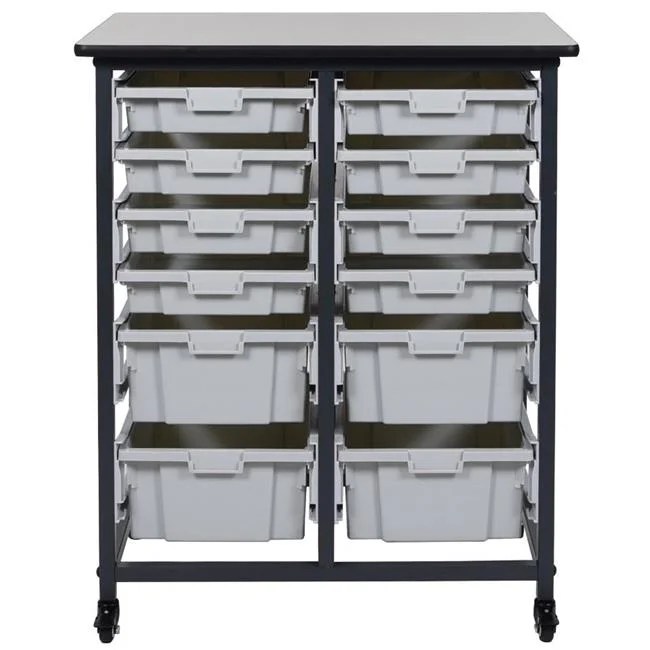 Luxor LUXMBSDR8S4L Mobile Bin System Double Row with 8 Small & 4