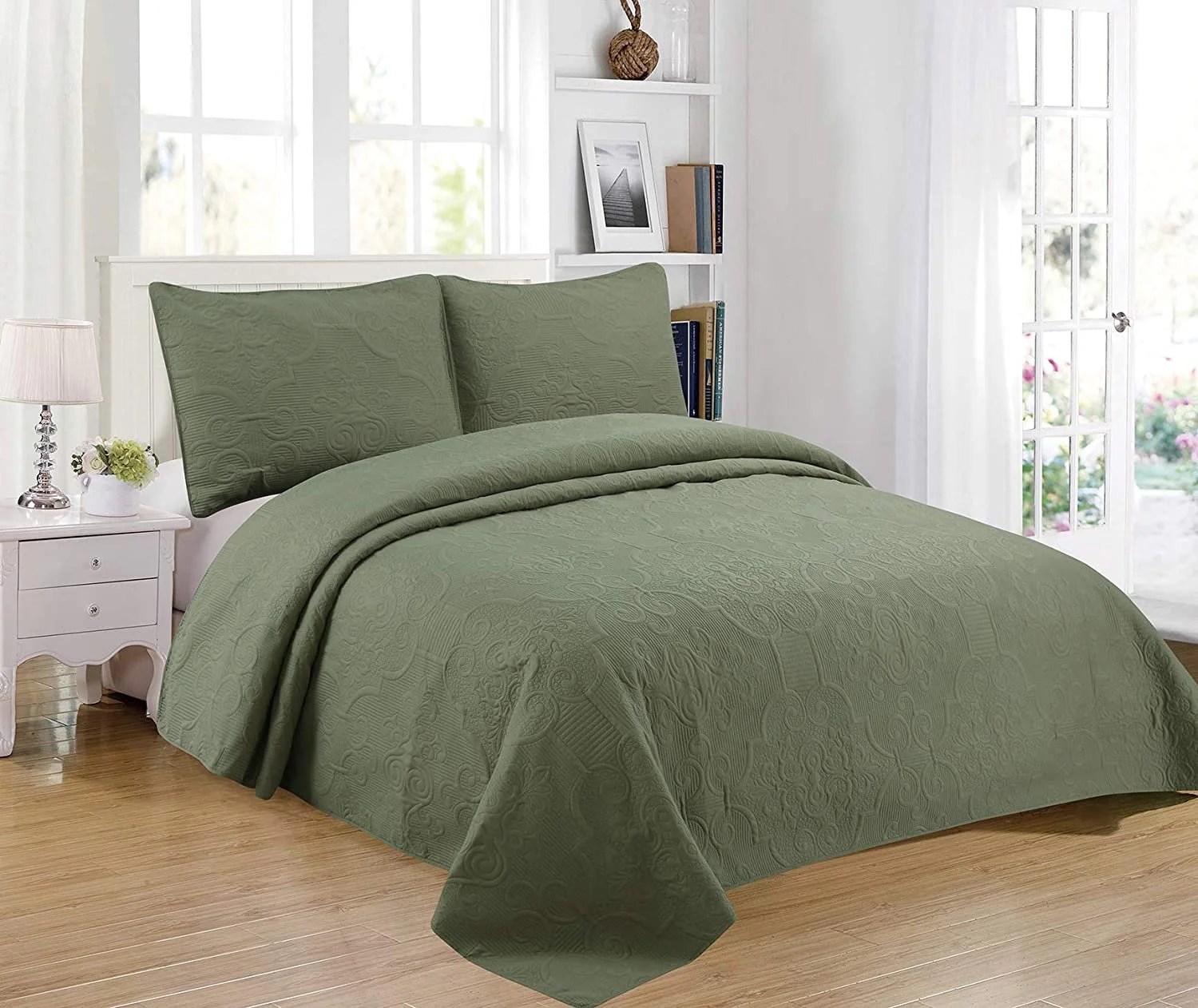Sapphire Home 2Piece Twin/TwinXL Oversize Bedspread Coverlet Bedding Set w/1 Sham, Soft Touch