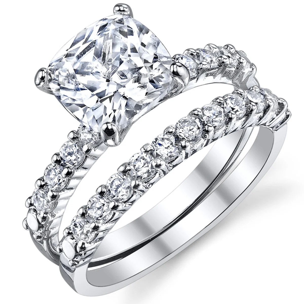 RingWright Co. Women's Fabulous Cushion Cut Cubic Zirconia Sterling