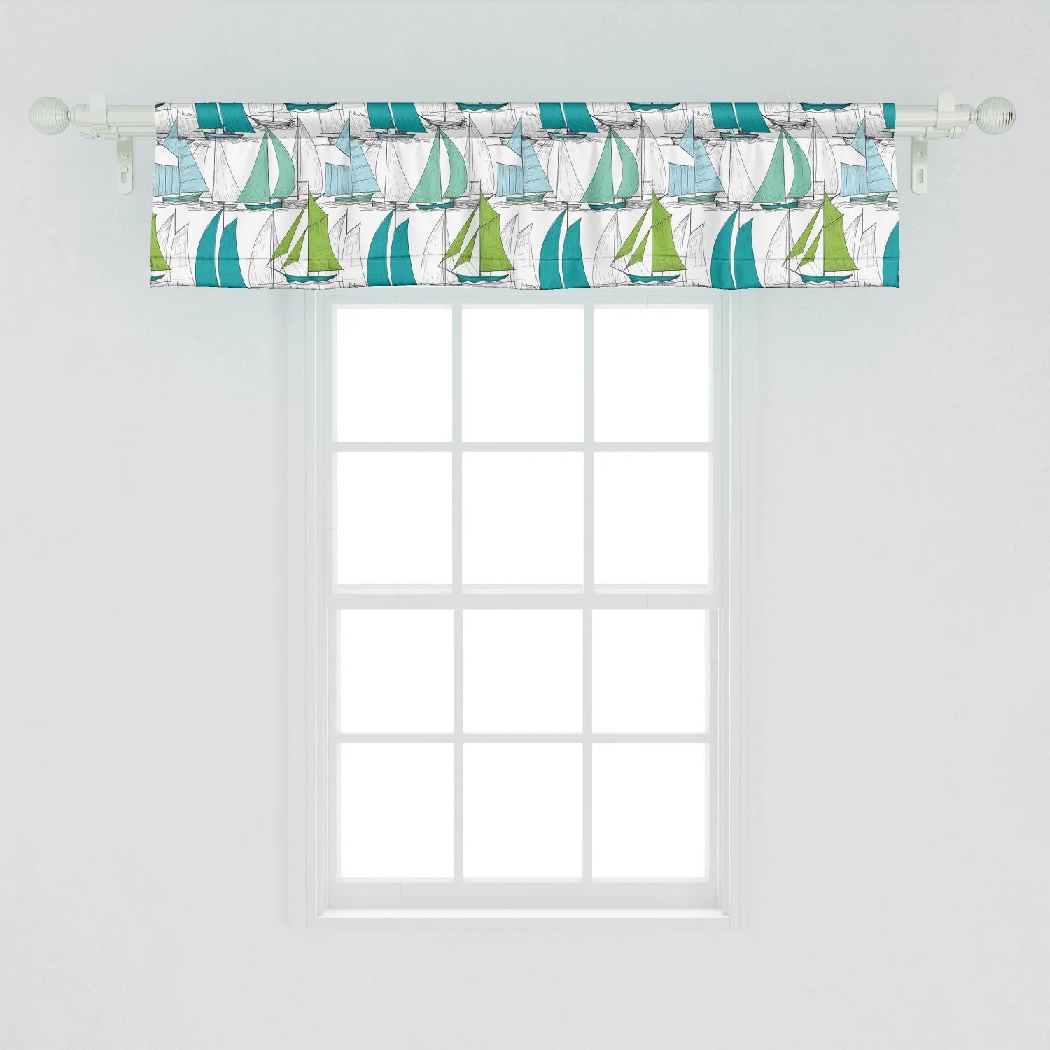 Ambesonne Nautical Window Valance, Sailing Boats on the Ocean Surfing