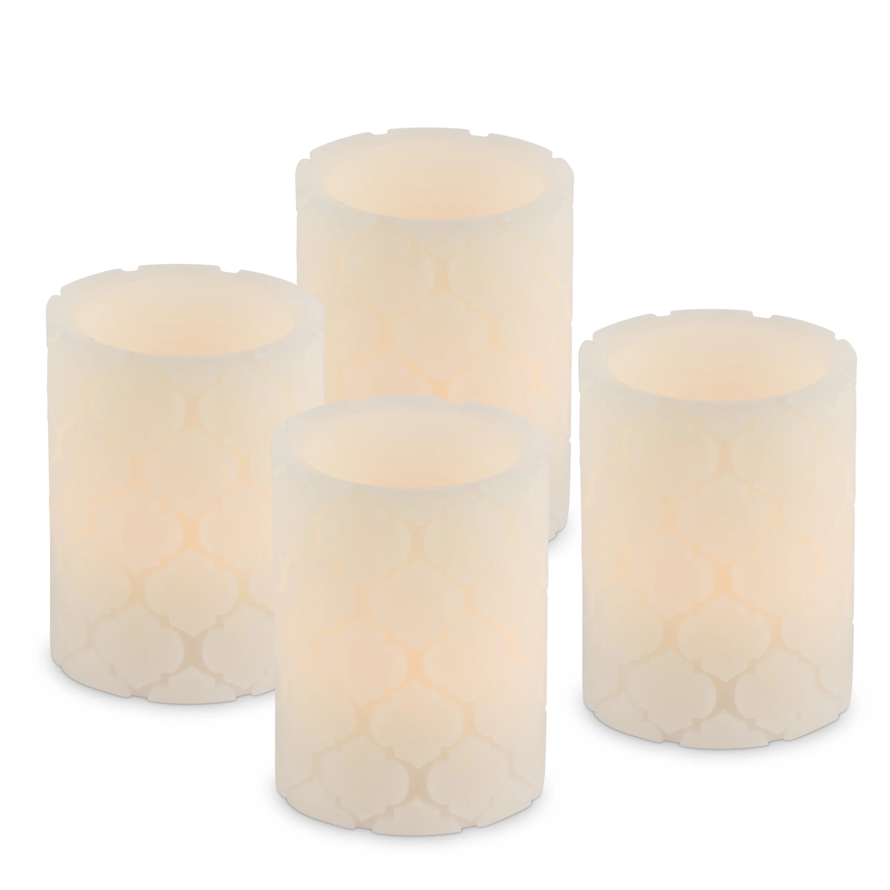 4Inch Tall Battery Operated Carved Crest LED Candles with Timer