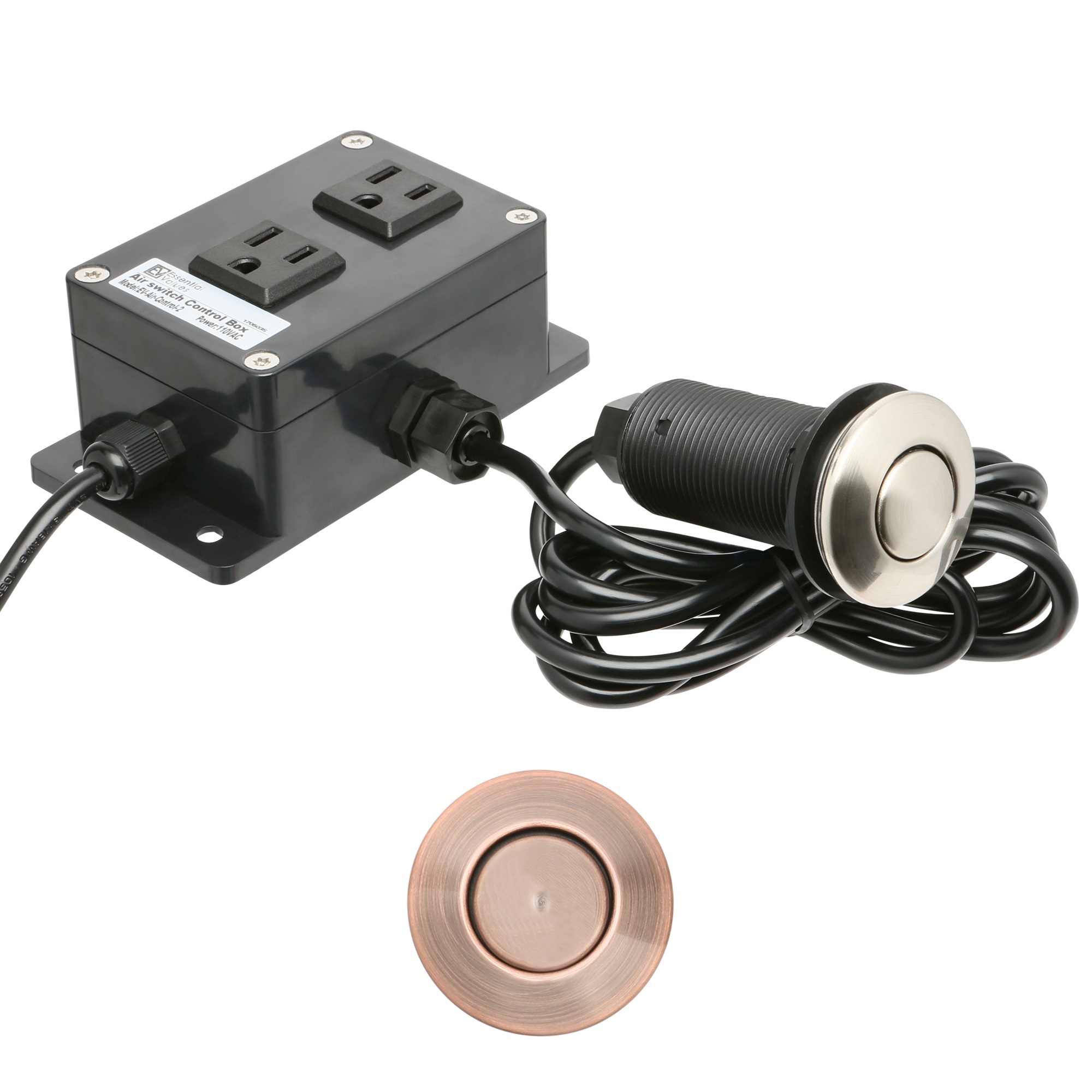 Garbage Disposal Air Switch, DUAL OUTLET Sink Top / Counter Top Waste Disposal On/Off Switch For