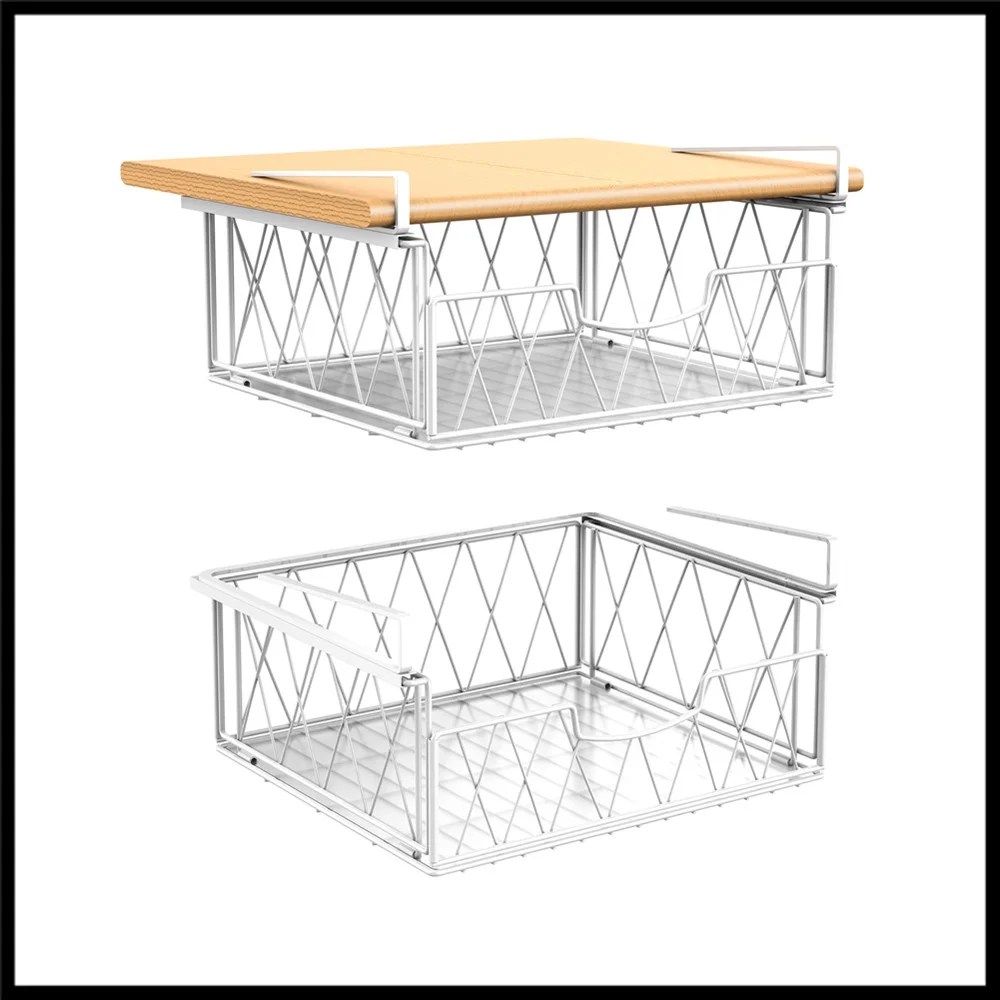 Auledio Metal Wire Sliding Under Shelf Basket Hanging Storage Basket