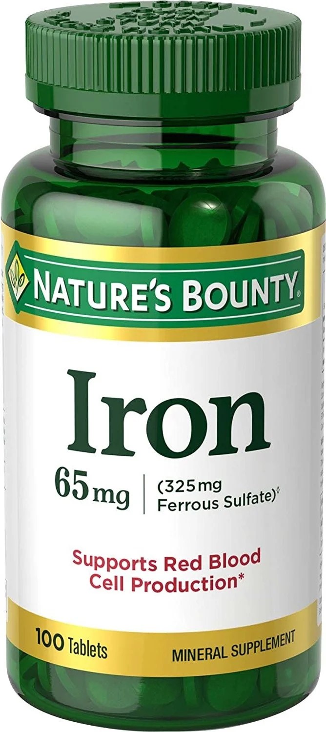 Nature's Bounty Iron 65 mg Tablets, 100 Tablets