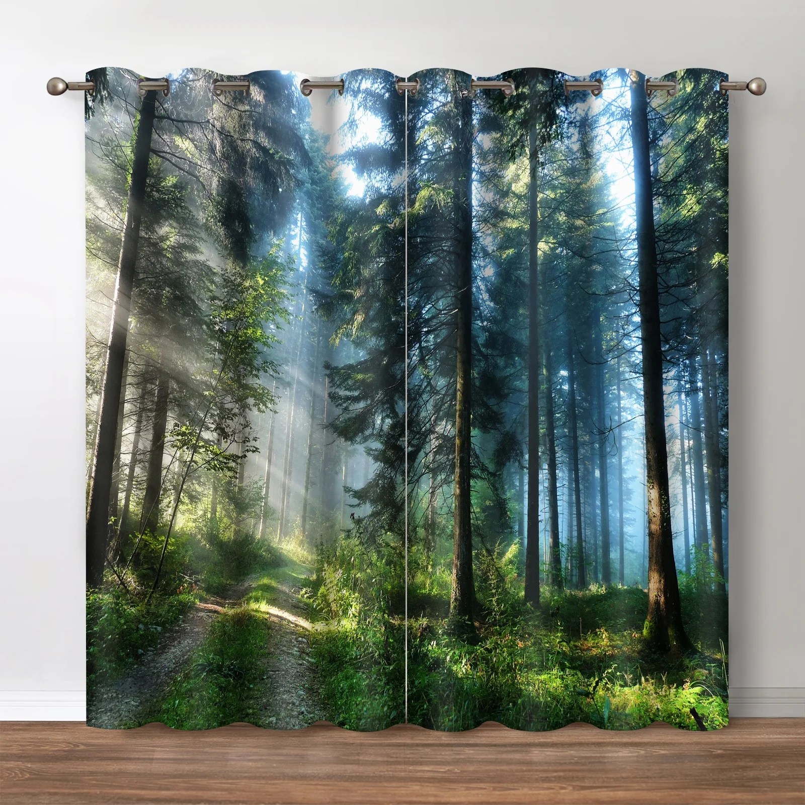 Jekeno Forest Blackout Curtains,Trees in Bright Sunshine,Jungle