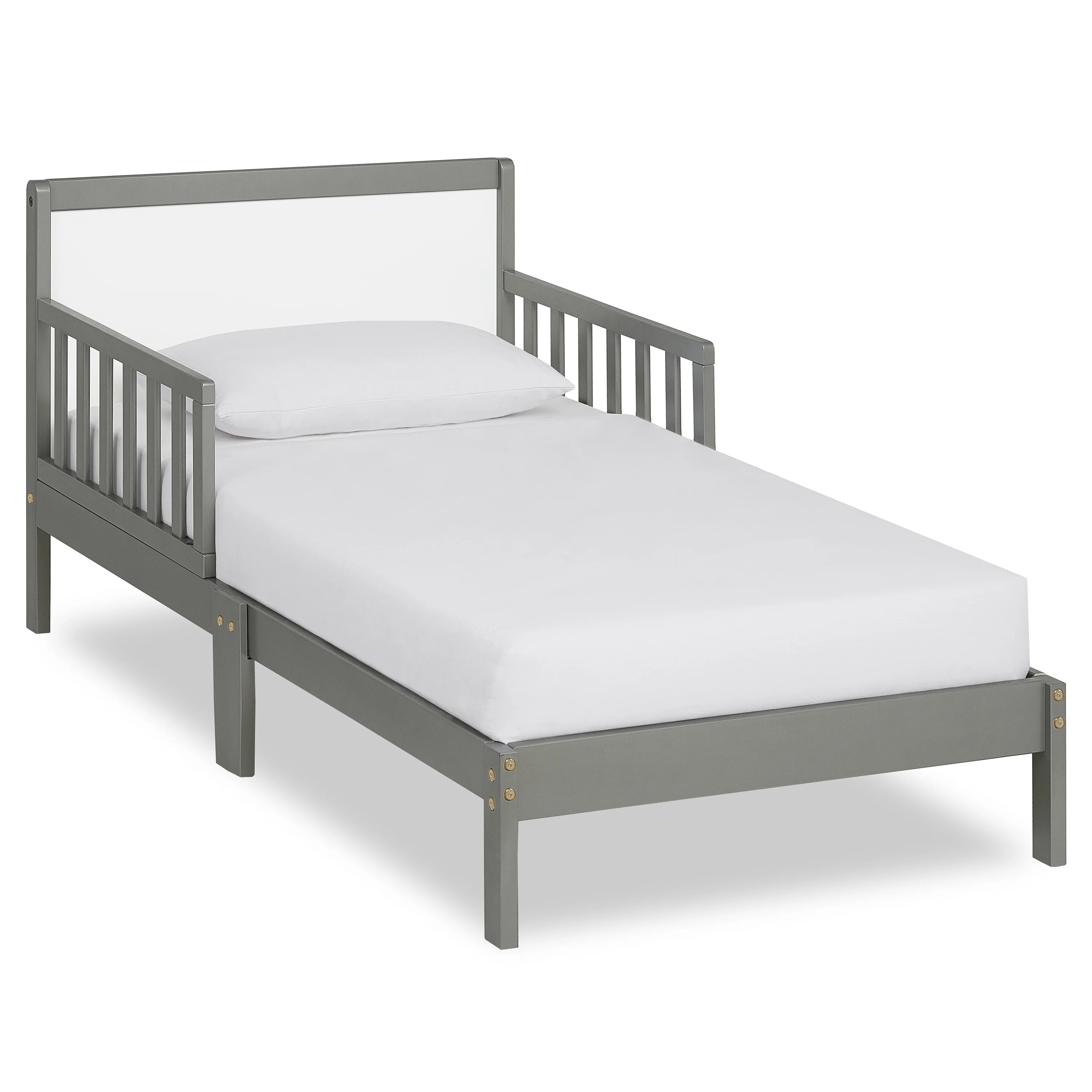 Dream on Me Brookside Toddler Bed, Steel Grey/White