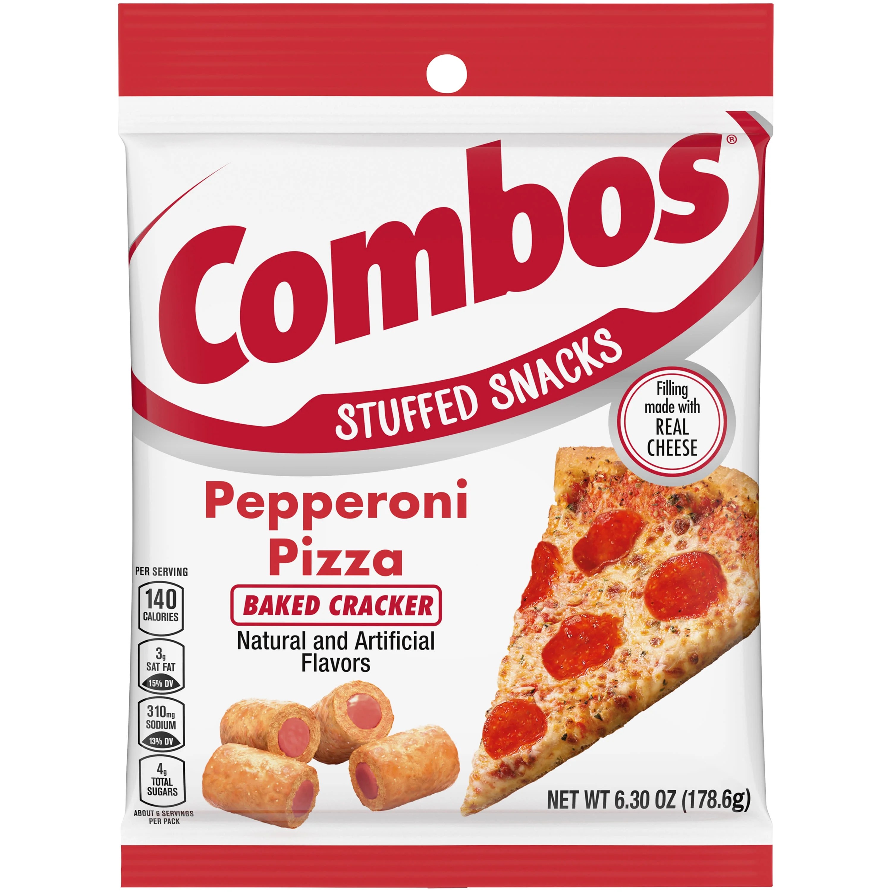 Combos Stuffed Snacks Pepperoni Pizza Baked Cracker Snacks 6.3 oz