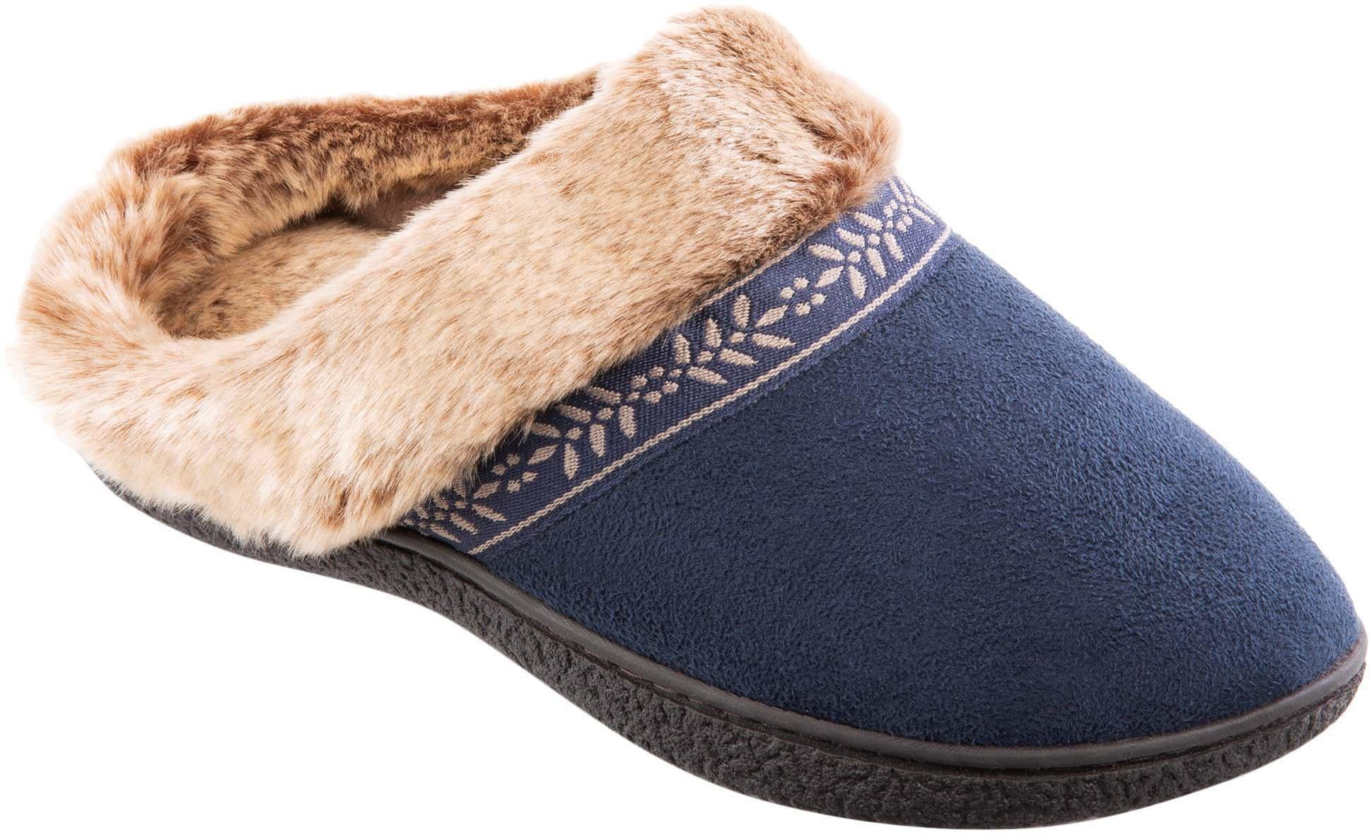 Isotoner Womens Addie Solid Faux Fur Clog Slippers - Walmart.com