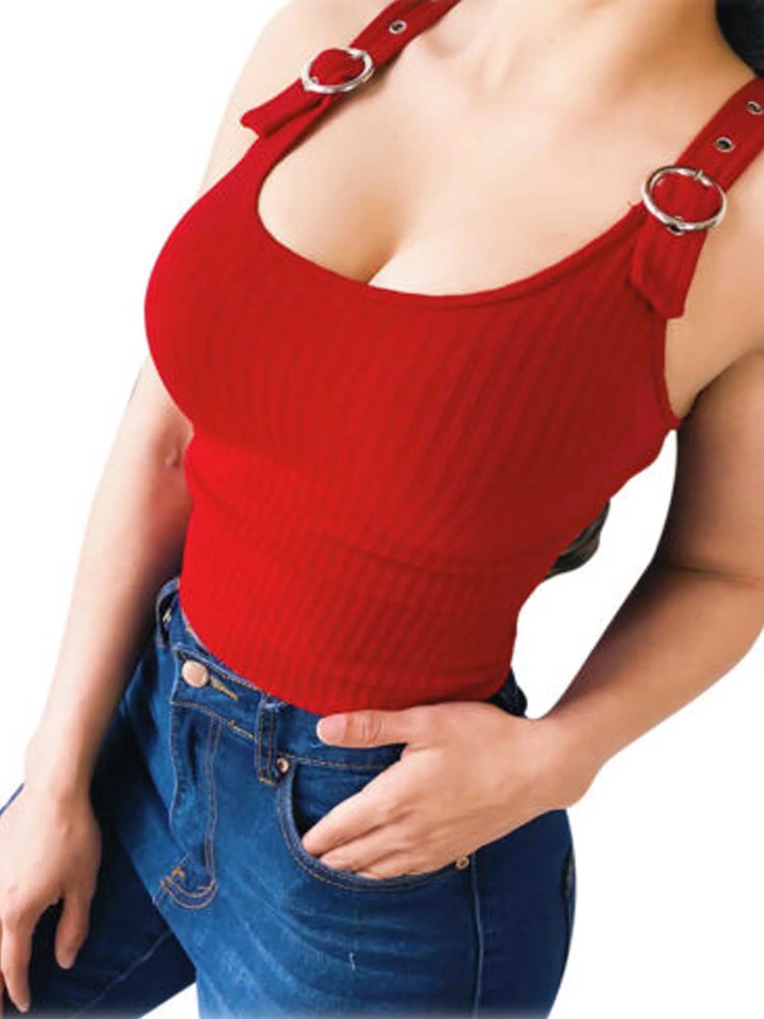 Karuedoo Women Summer Casual Lowcut Tank Vest Blouse Karuedoo Women Summer Casual Lowcut Tank Vest Blouse
