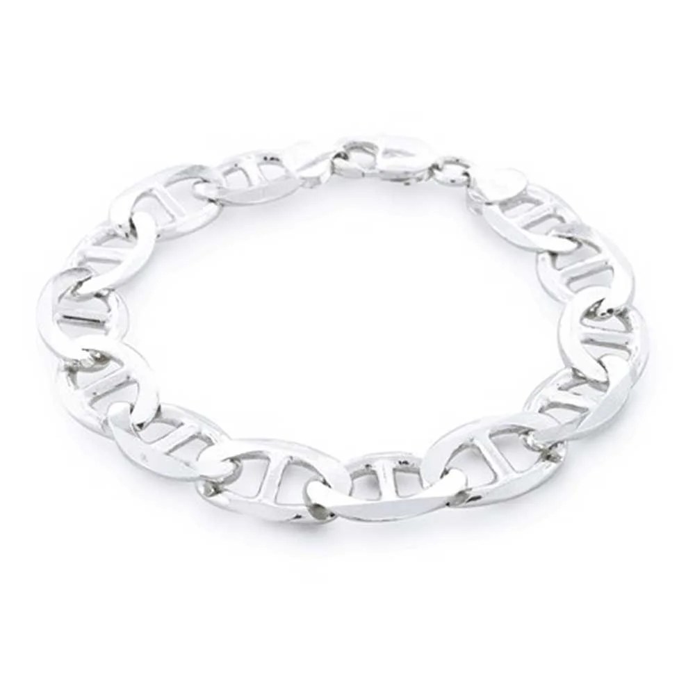 Bling Jewelry Mens 925 Sterling Silver Mariner Anchor Link Bracelet