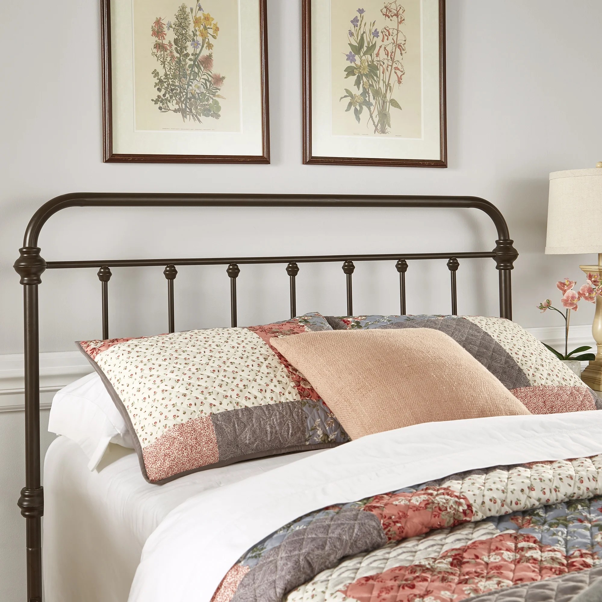 Weston Home Nottingham Spindle Metal Queen Headboard, Antique Dark Weston Home Nottingham Spindle Metal Queen Headboard, Antique Dark