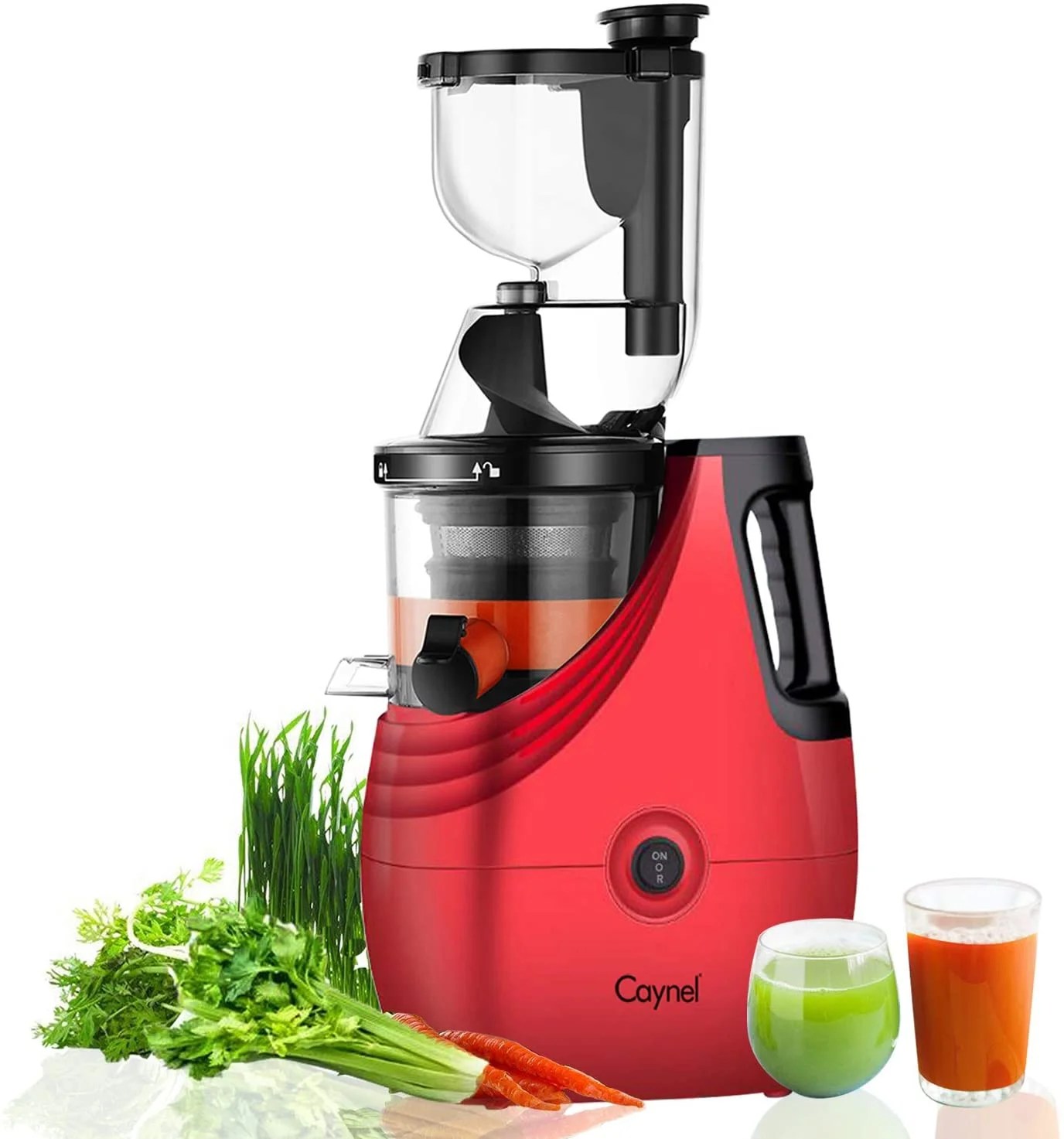 Caynel Vertical Compact Cold Press Slow Masticating Juicer, Red
