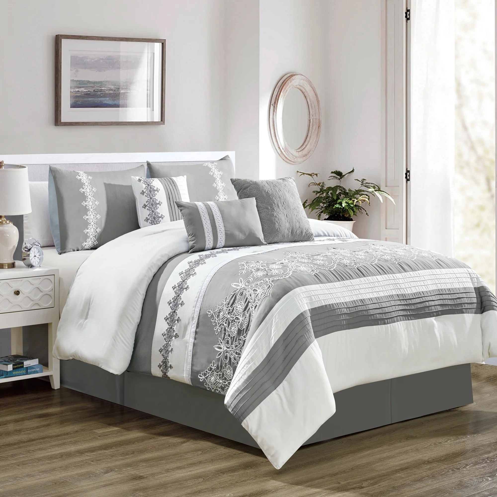Soft Collection Microfiber Bed in A Bag Comforter Set (7Piece),Queen