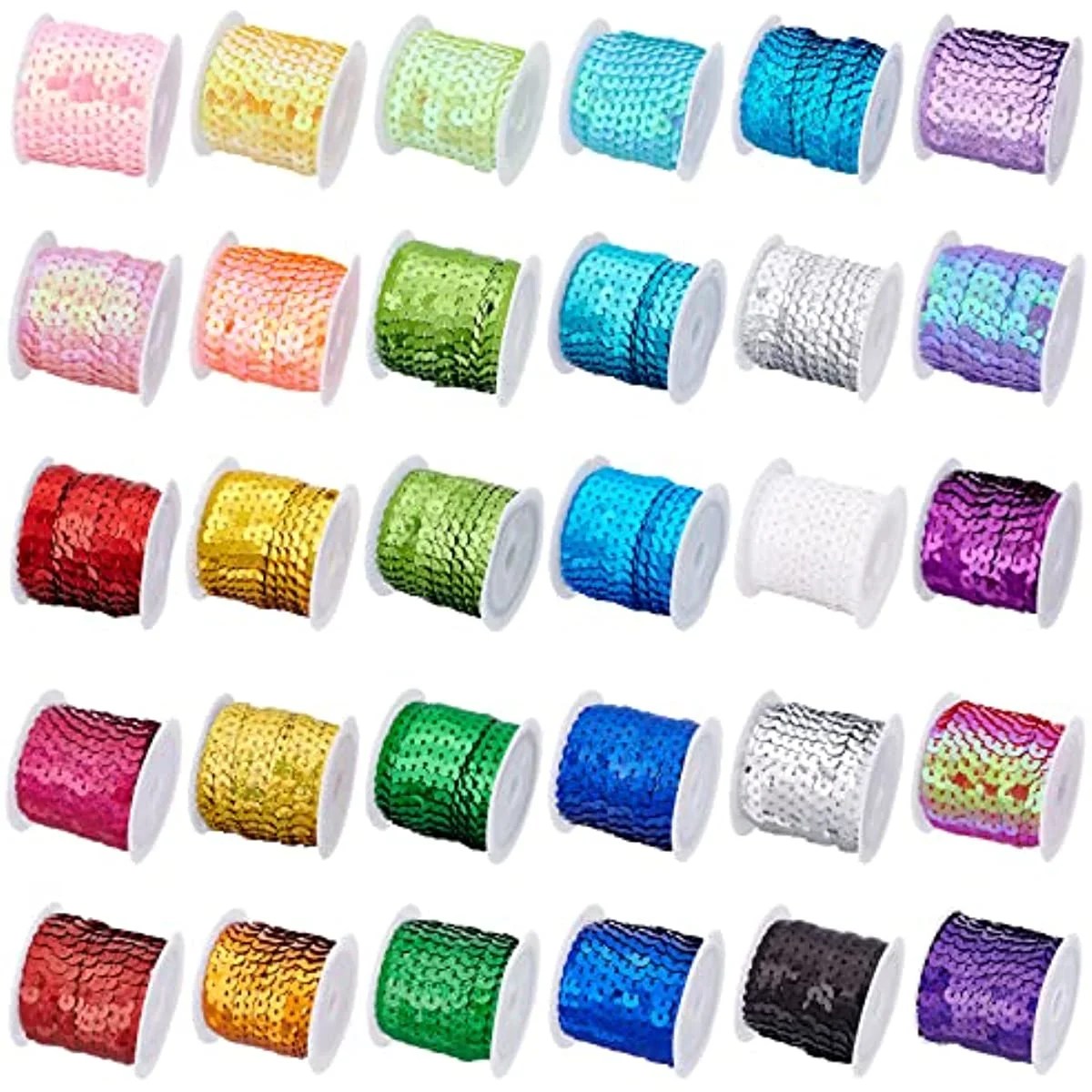 30 Color Spangle Flat Sequins 6mm Paillette Trim Spool String Sequins