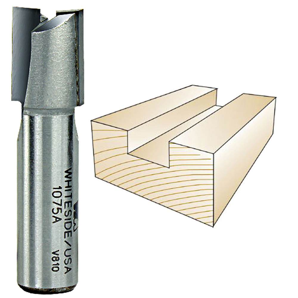 Whiteside 1075A Straight Router Bit for Plywood Dado 1/2"SH, 19/32"CD
