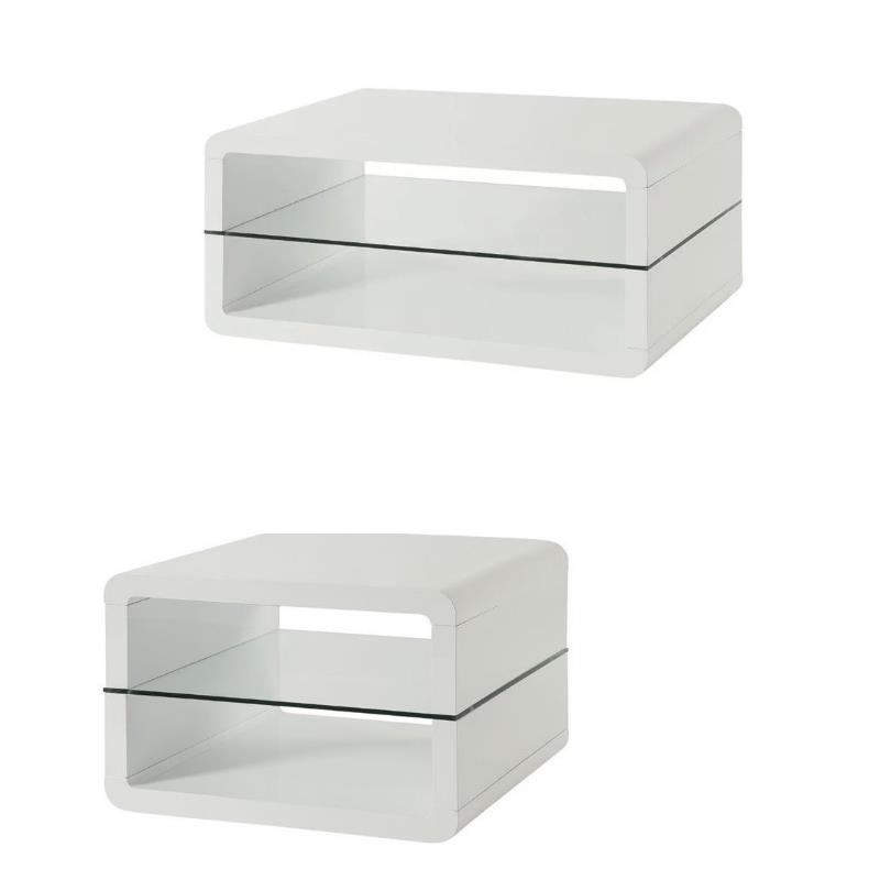 2 Piece Shelf Coffee Table and 2 Shelf End Table Set in White Walmart