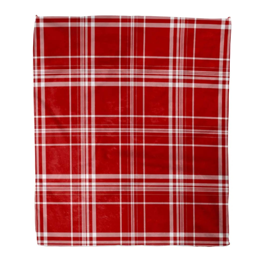 SIDONKU 50x60 inch Super Soft Throw Blanket Autumn Red White Plaid