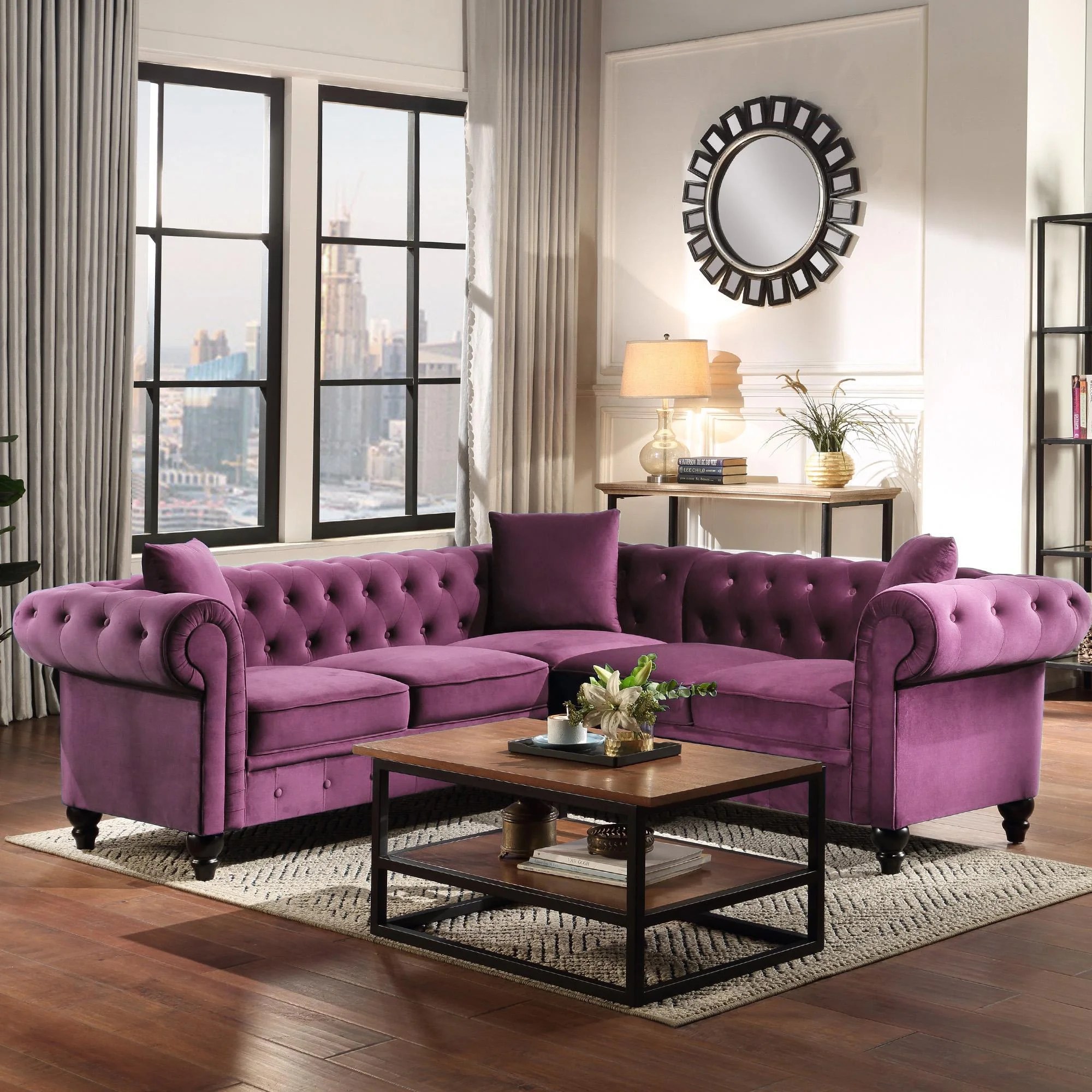 Relax Lounge Sofa Bed and Sleepers Couch Tufted Velvet pholstered Rolled Arm Classic Sectional