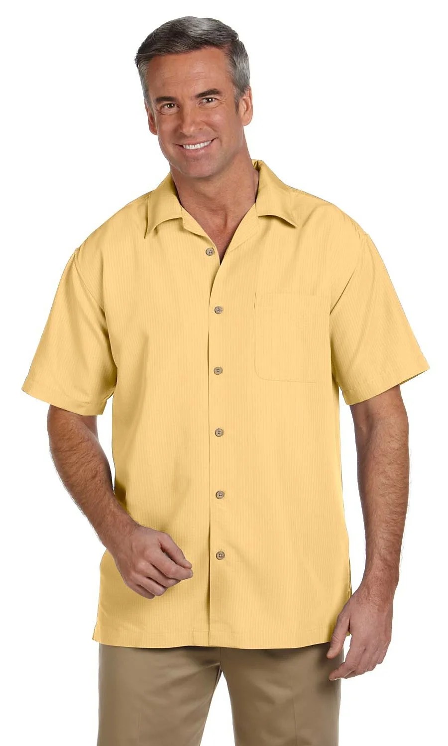 Harriton The Harriton Mens Barbados Textured Camp Shirt PINEAPPLE