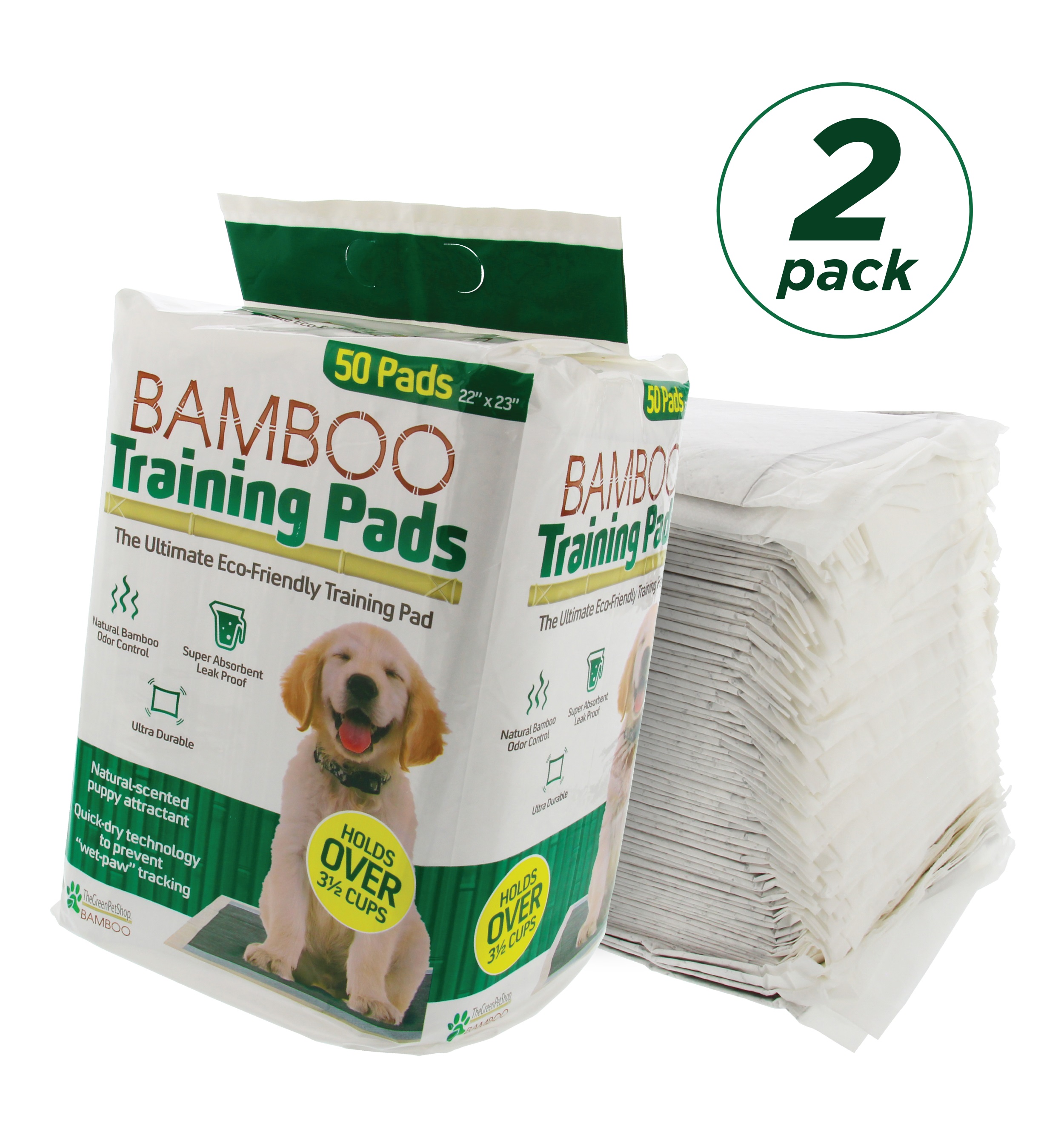 Bamboo Dog Training Pads by The Green Pet Shop Super Absorbent Pads With Prolonged Odor
