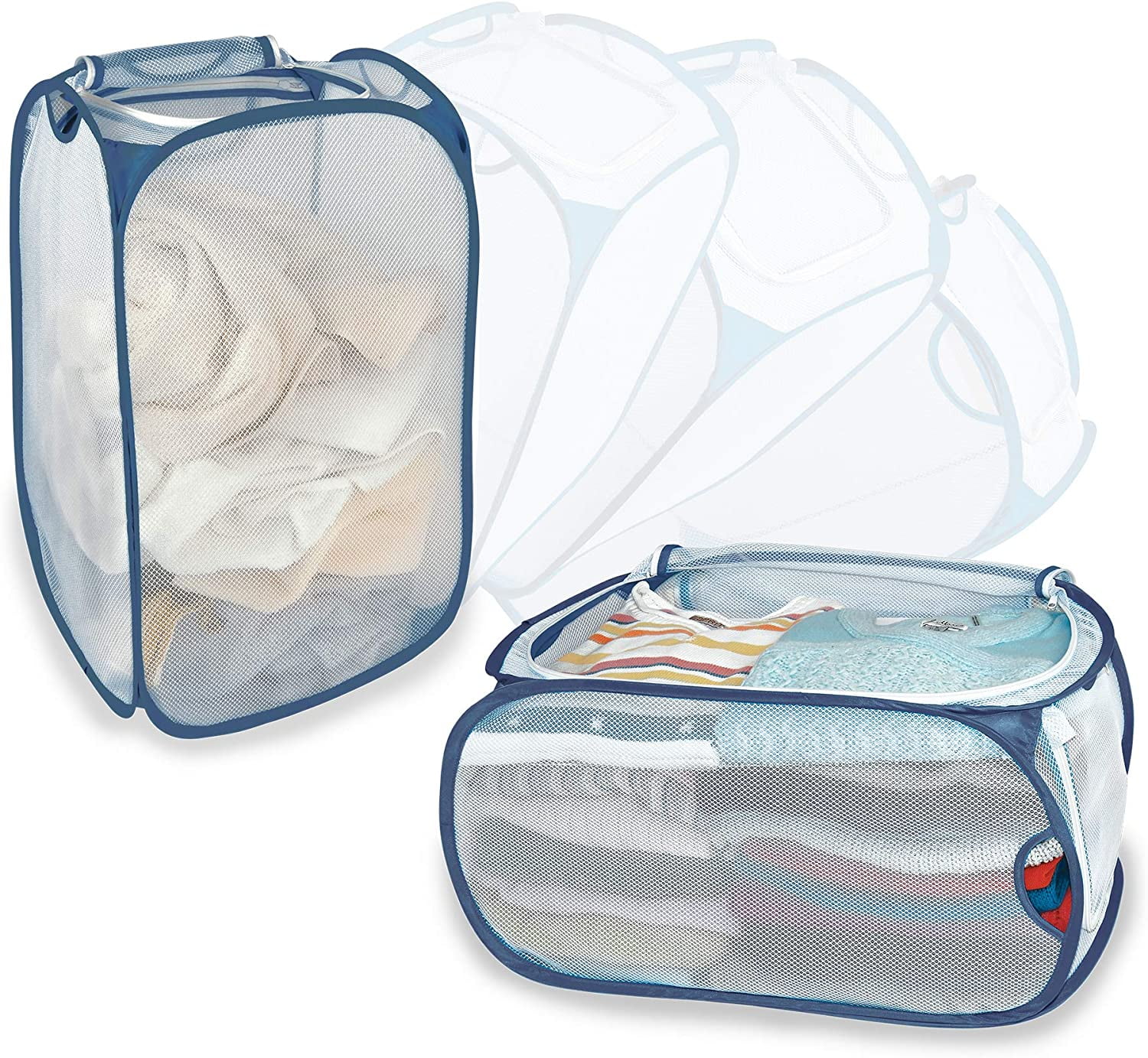 Smart Design Mesh Pop Up Flip Laundry Hamper and Basket Handles and