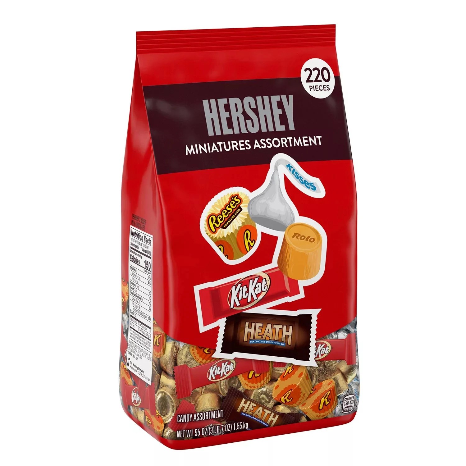 Hershey Assorted Chocolate Miniatures Candy Bulk Bag (55 Ounce, 220
