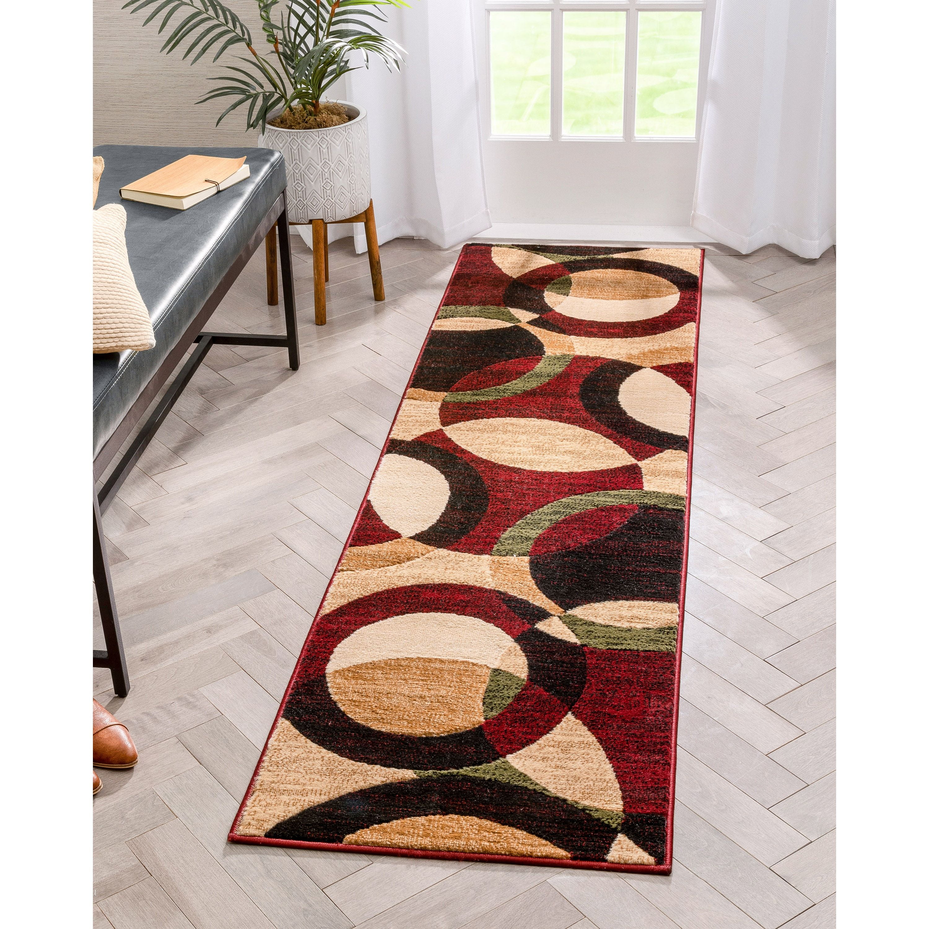 Well Woven Dulcet Bingo Modern Runner Rug, Red, 2' x 7'3" Runner