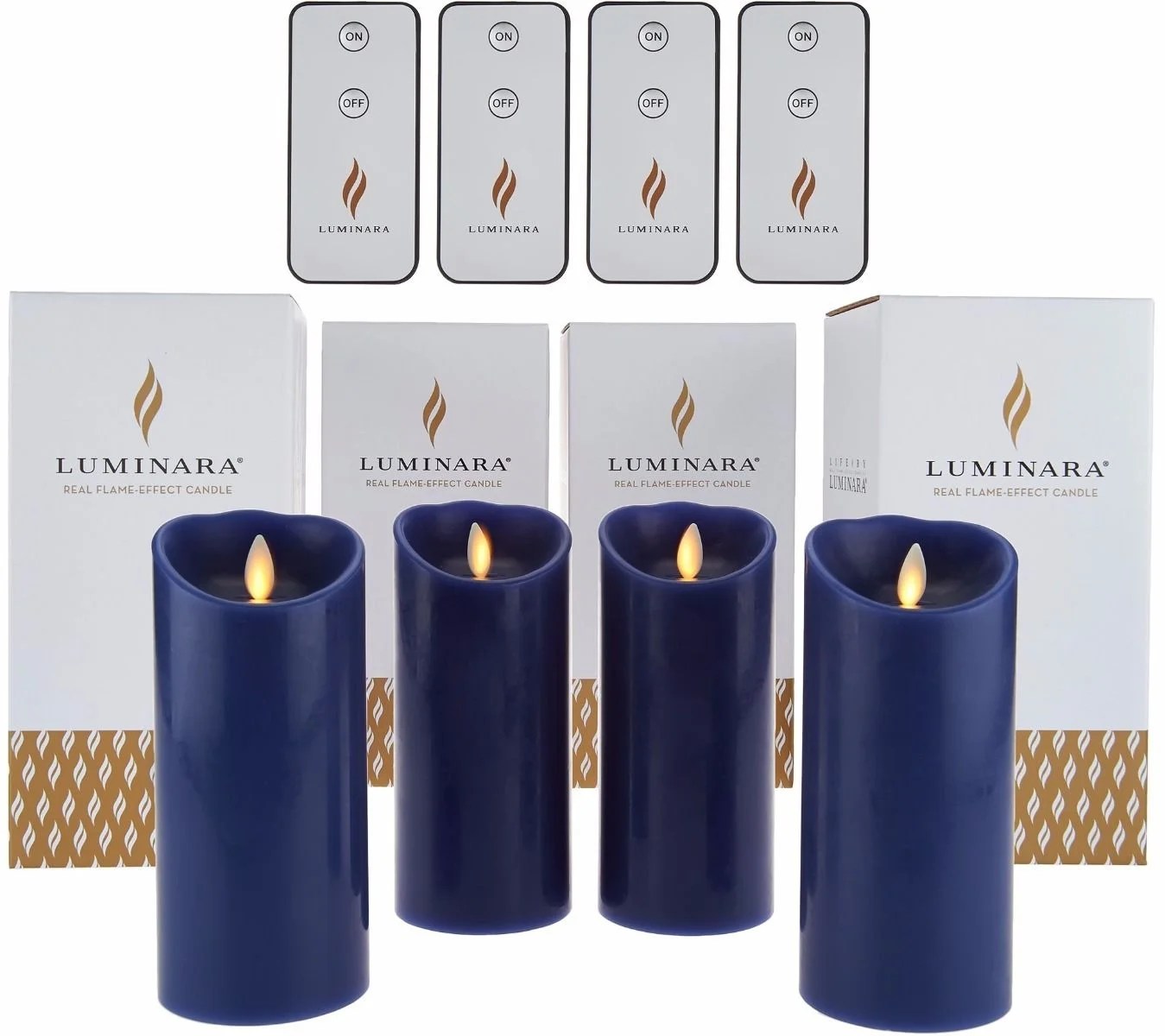 Luminara 6" Flameless Unscented Candles with Four Remotes and Gift