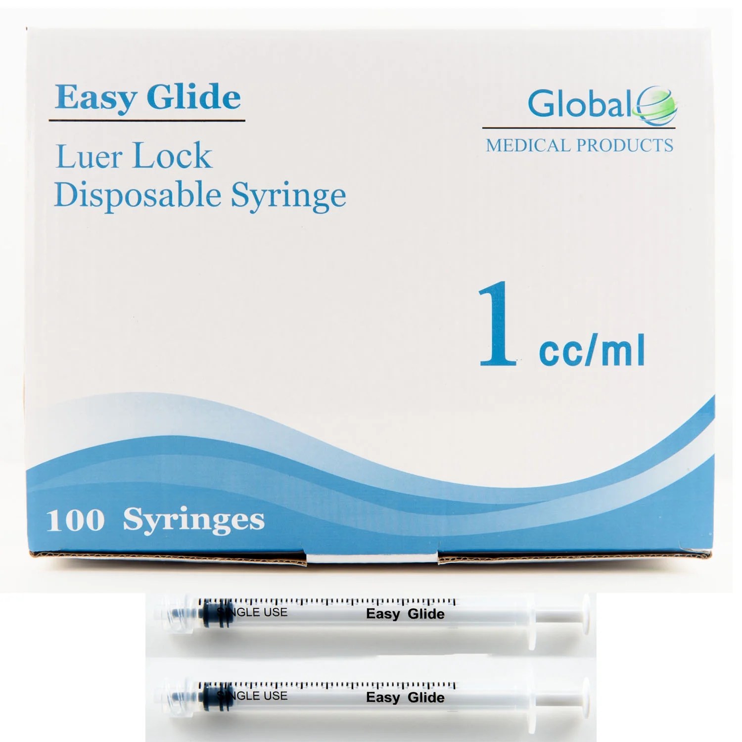 1CC Sterile Syringe Only with Luer Lock Tip 100 Syringes Without a
