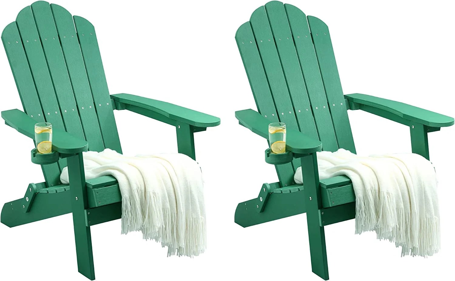 YITAHOME Folding Adirondack Chair Set of 2, Heavy Duty Foldable Plastic
