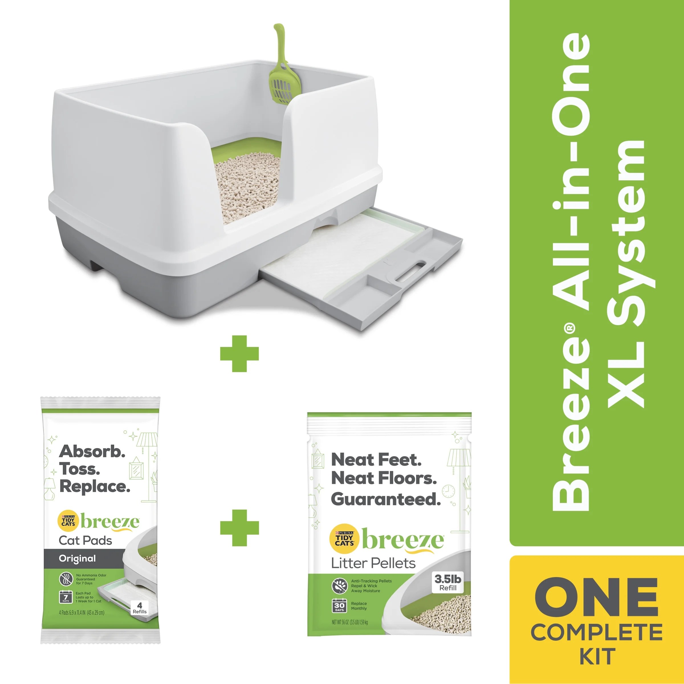 Purina Tidy Cats Breeze Cat Litter Box System Starter Kit, XL Breeze Litter System With Pads