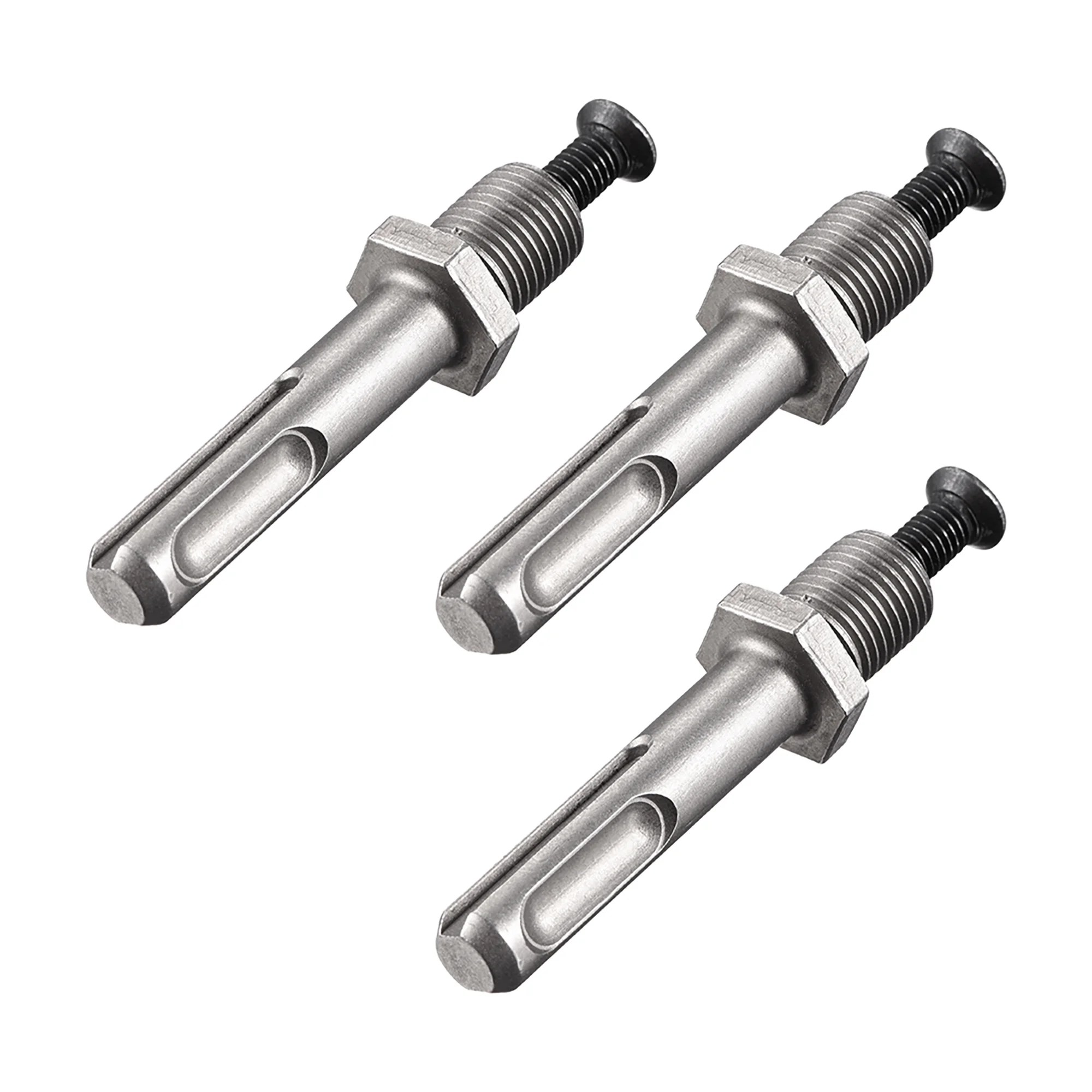 to 1/2Inch Thread Keyless Drill Chuck Adapter Round Shank 3pcs