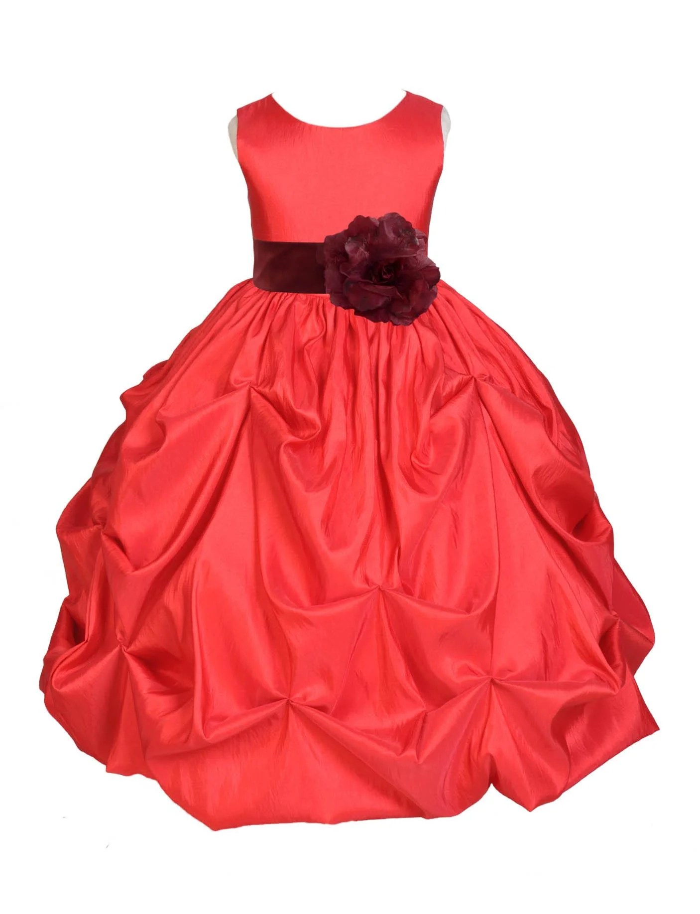 Ekidsbridal Ekidsbridal Taffeta Bubble Pickup Red Flower Girl Dress