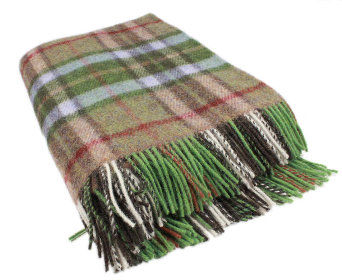 New Wool Plaid Blanket Throw 54" x 72" Made in Ireland John Hanly & Co