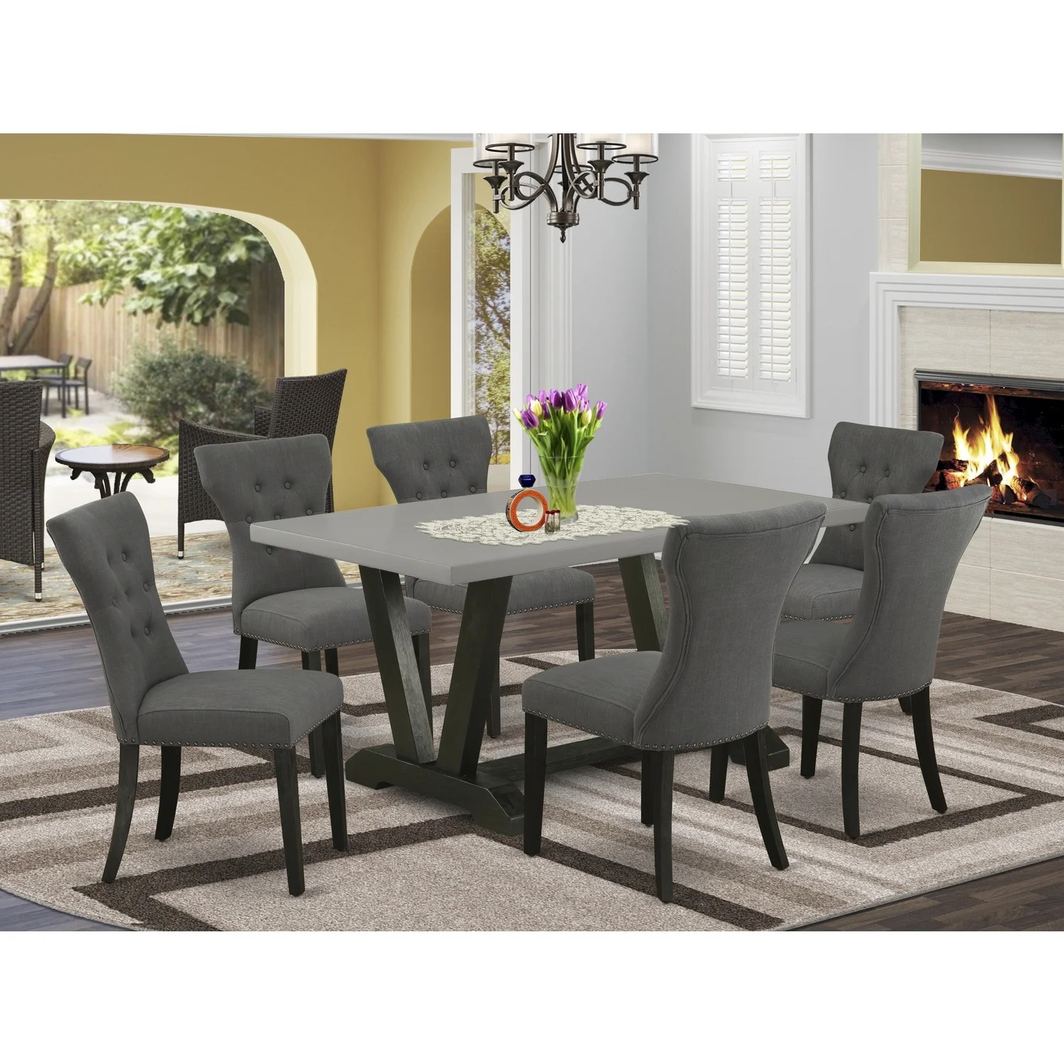 East West Furniture V696Ga6507 7Piece Small Dining Table Set 6