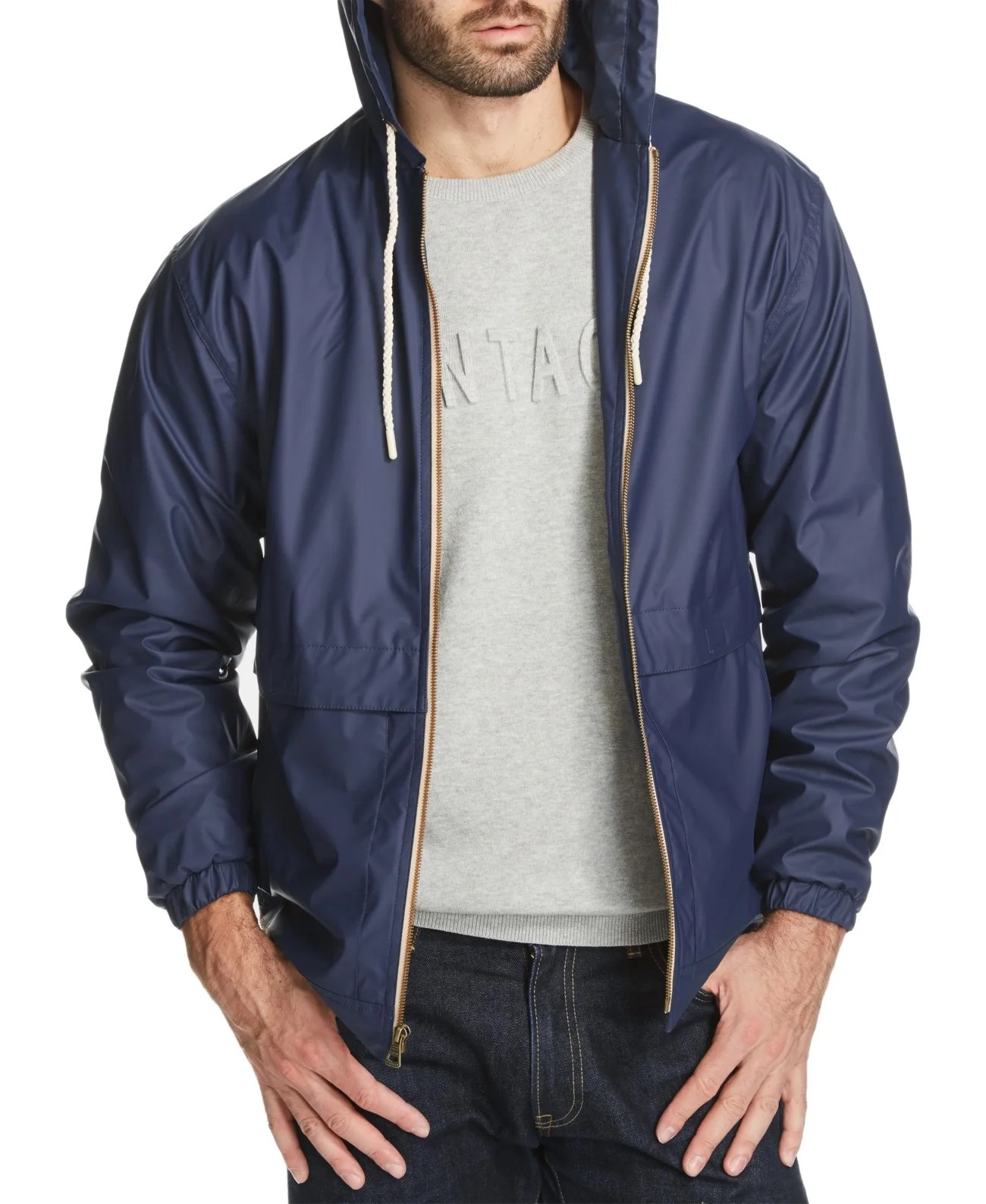 Weatherproof Mens Jacket Navy Medium Hooded Windbreaker M Walmart