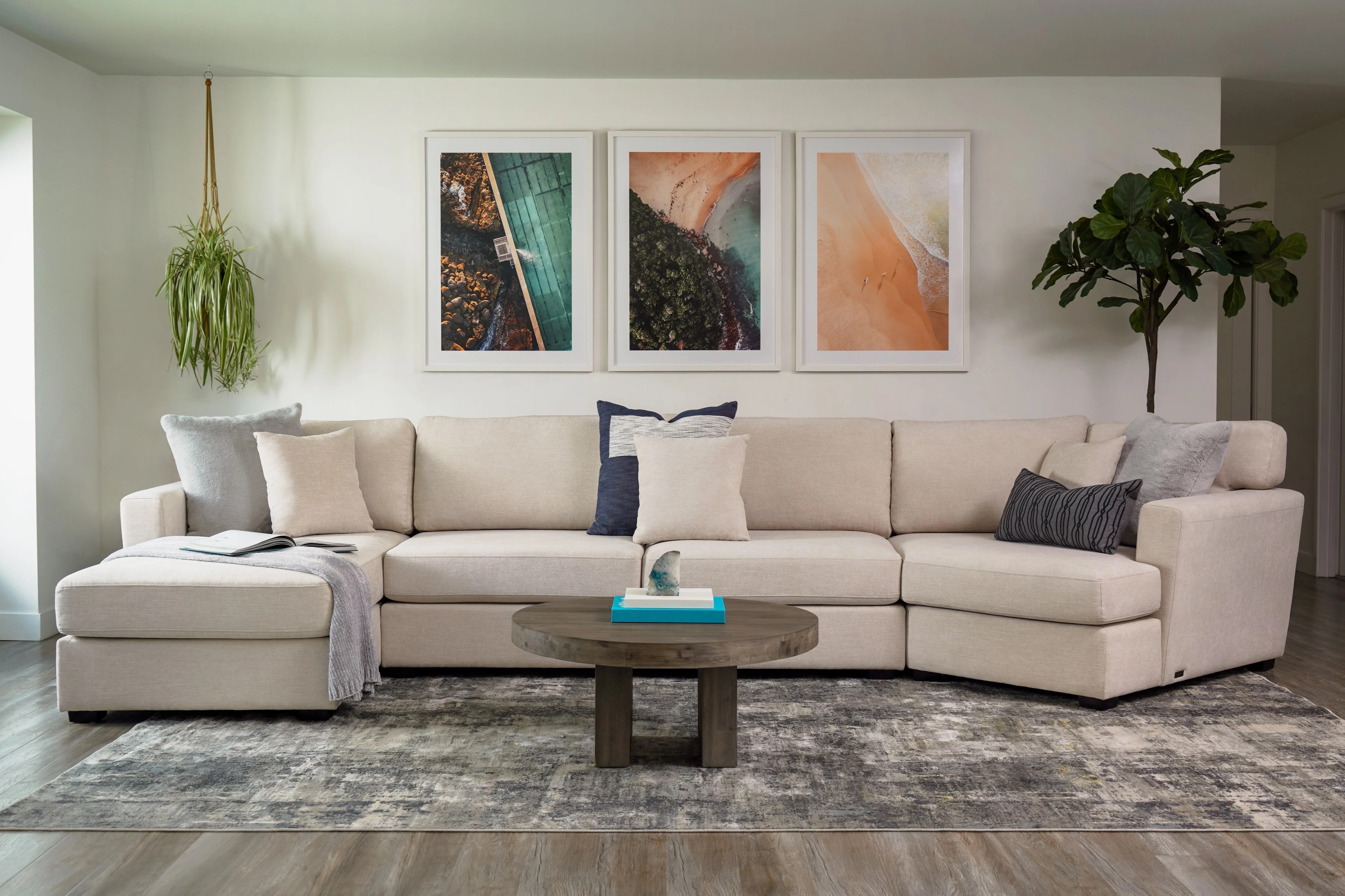 Devon & Claire Elizabeth StainResistant Fabric Cuddler Sectional, Sand