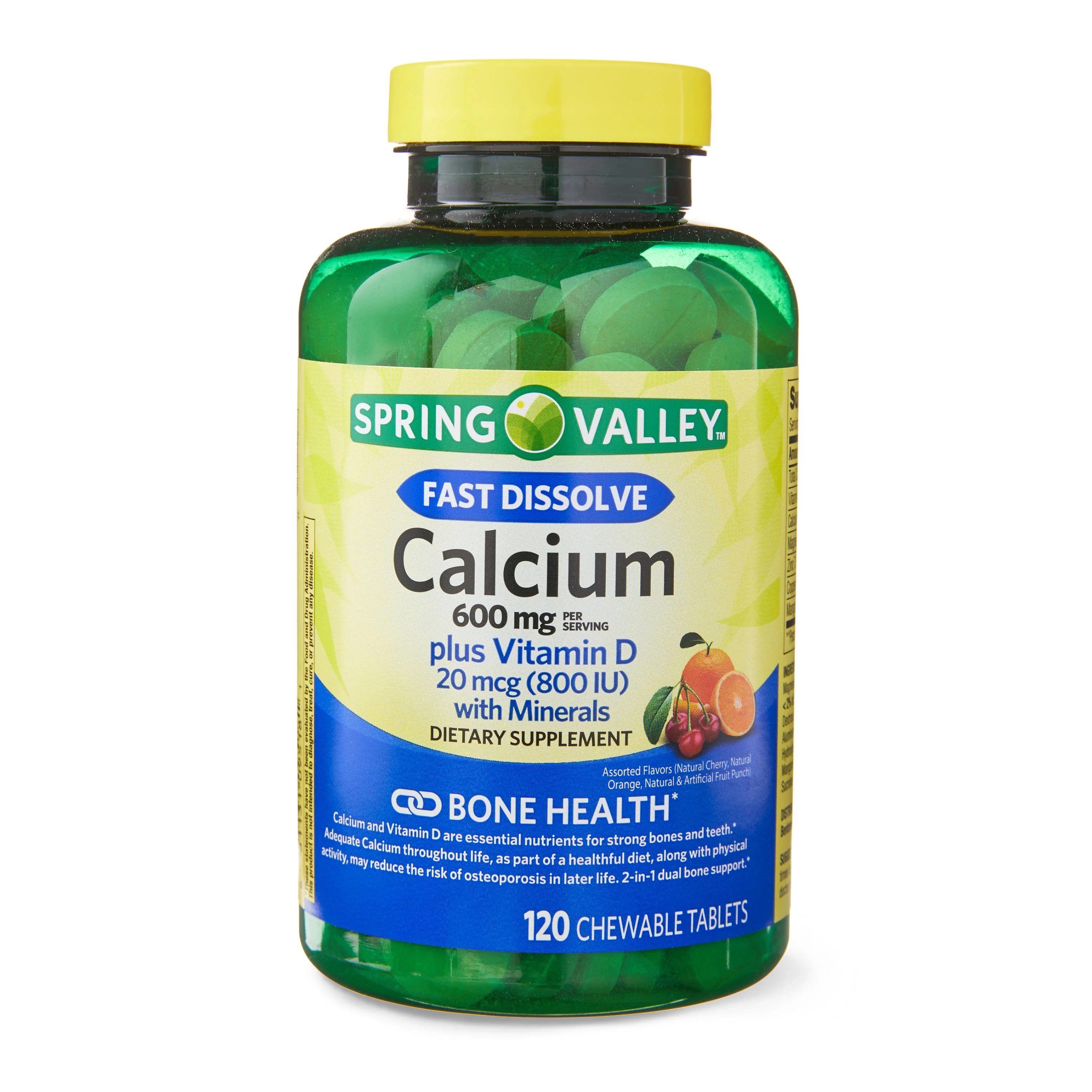 Spring Valley Fast Dissolve Calcium 600 mg plus Vitamin D 20 mcg with