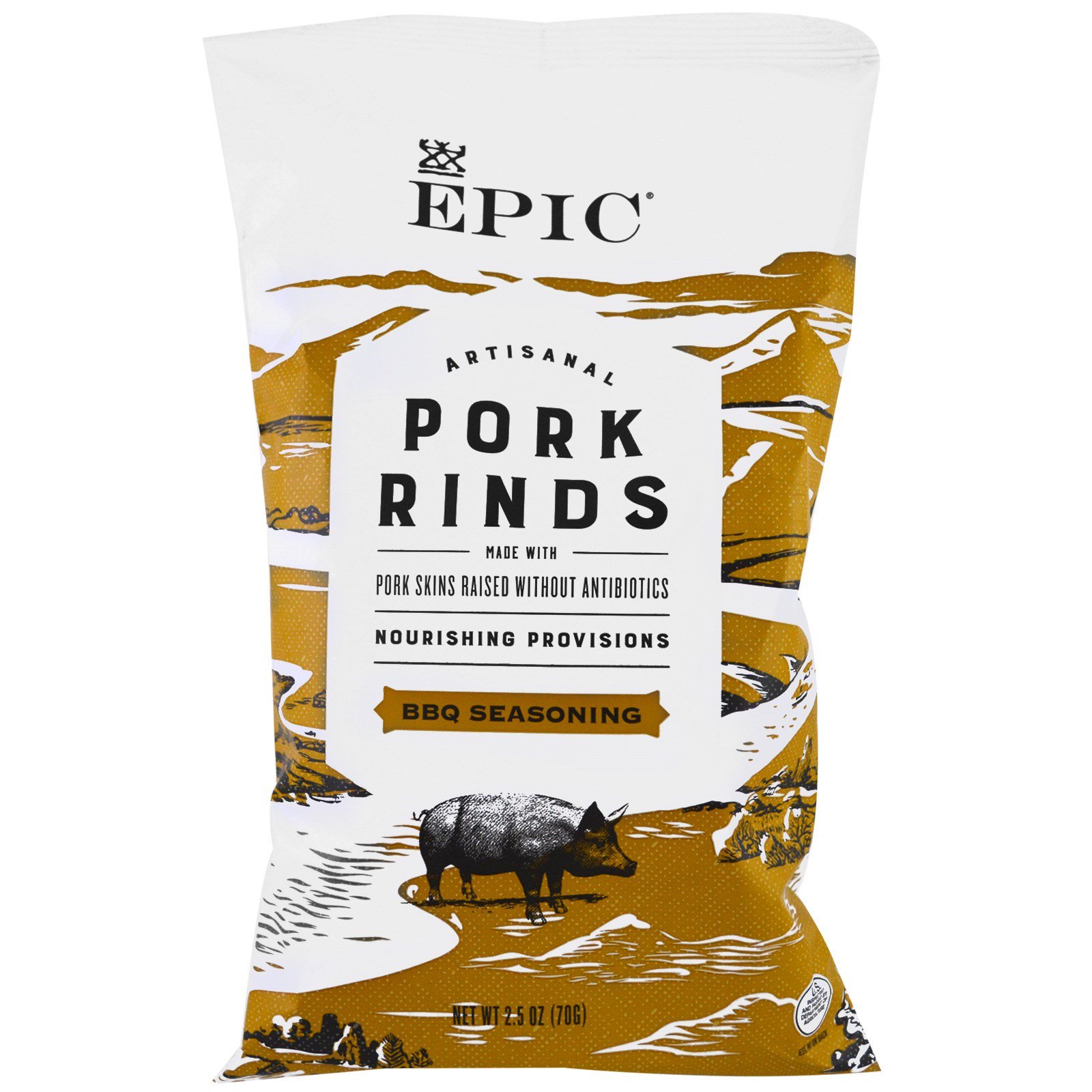 Epic Bar, Artisanal Pork Rinds, BBQ Seasoning, 2.5 oz (pack of 4