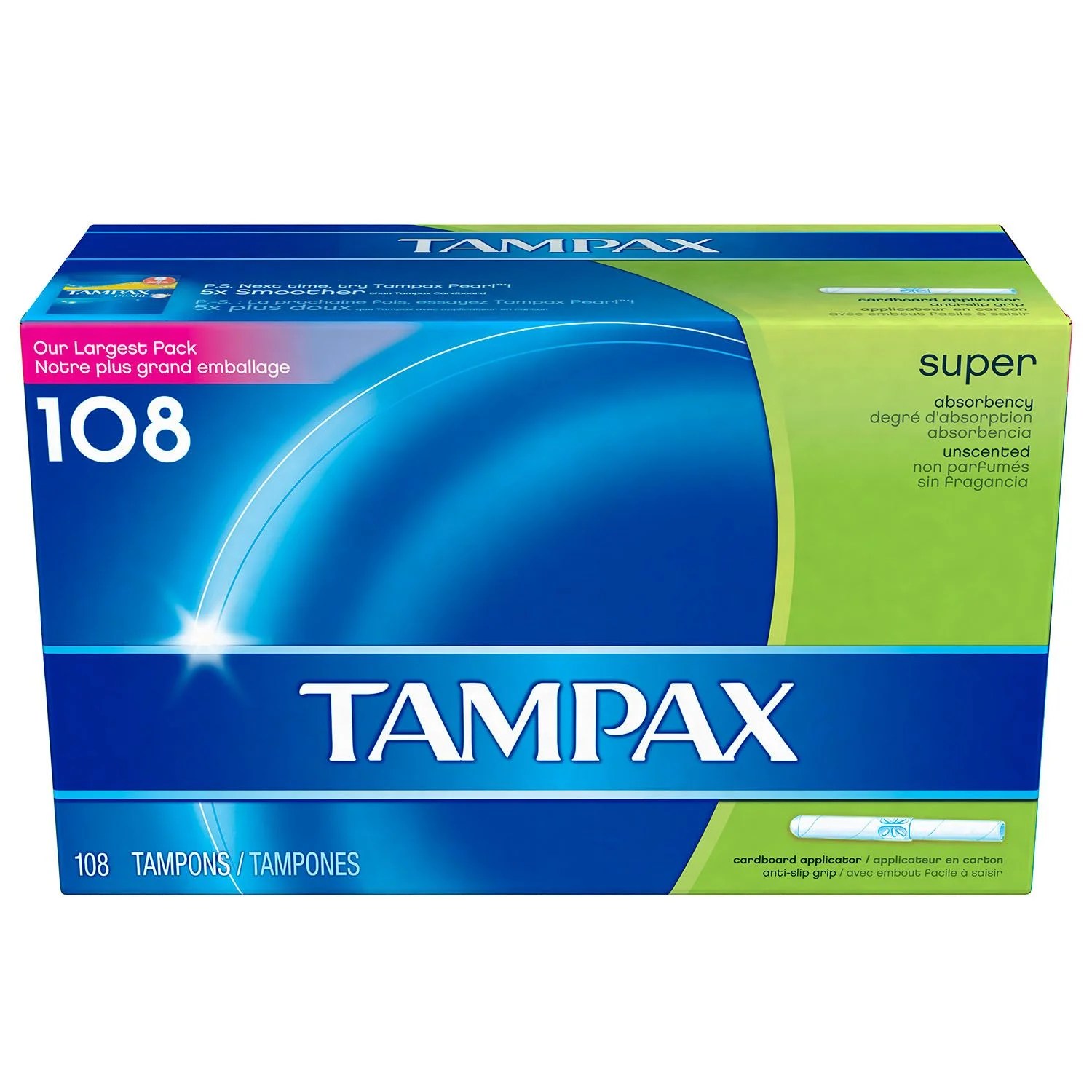 Tampax Super Absorbency Unscented Tampons (108 count)